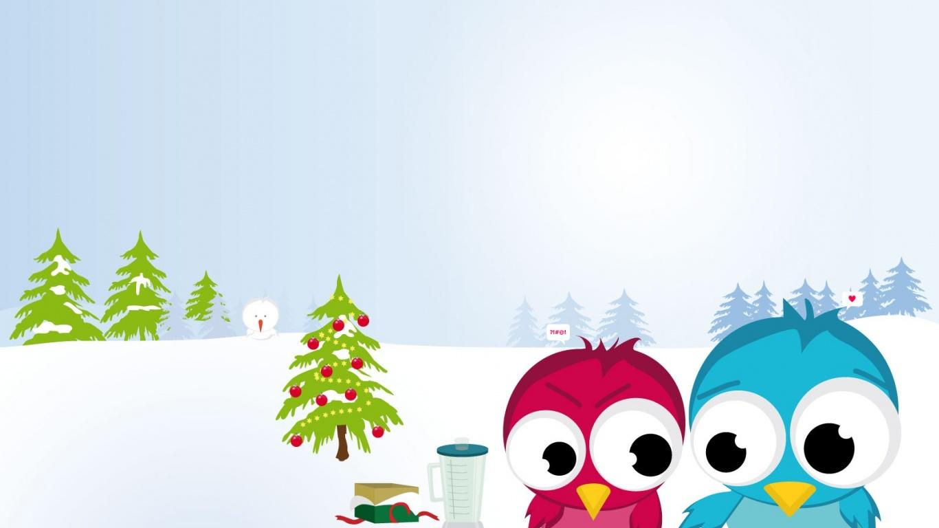 1366x768 Christmas Cartoon Wallpaper For Desktop, 0.14 Mb