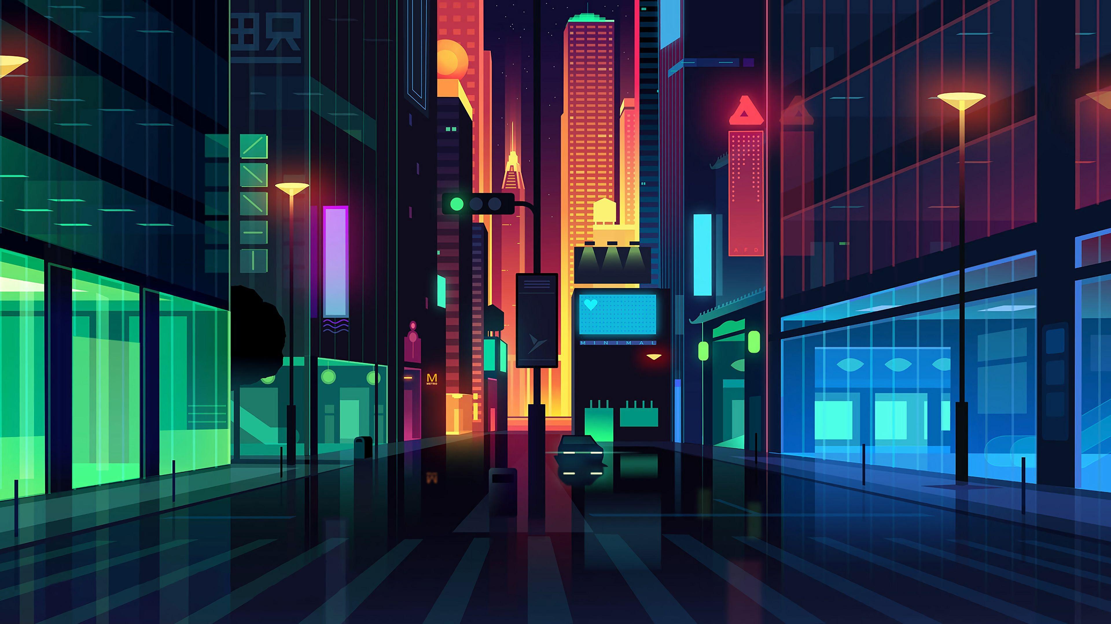 3840x2160 City Buildings Minimalist Minimalism 4K