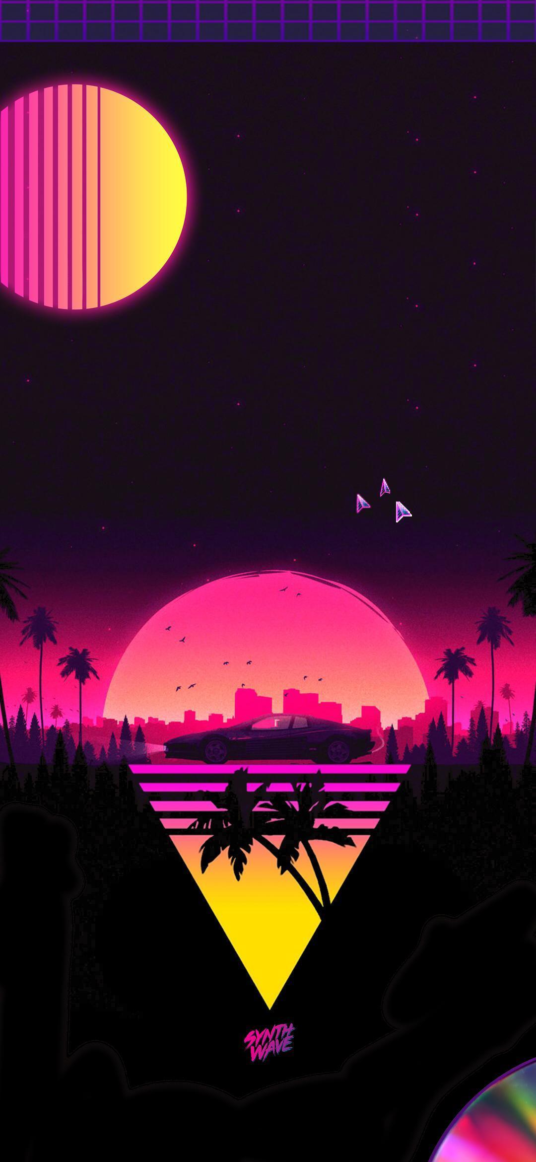1080x2340 Synthwave Phone Wallpaper
