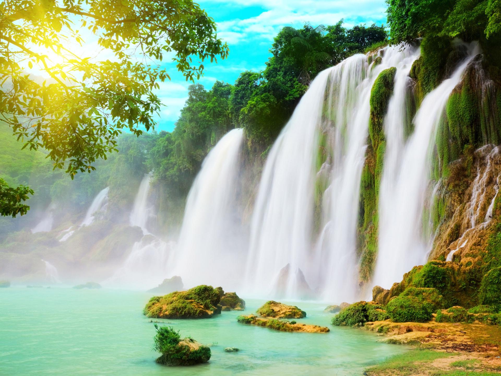 1920x1440 Wallpaper Detian Vietnam Waterfall x 1440 Flowers