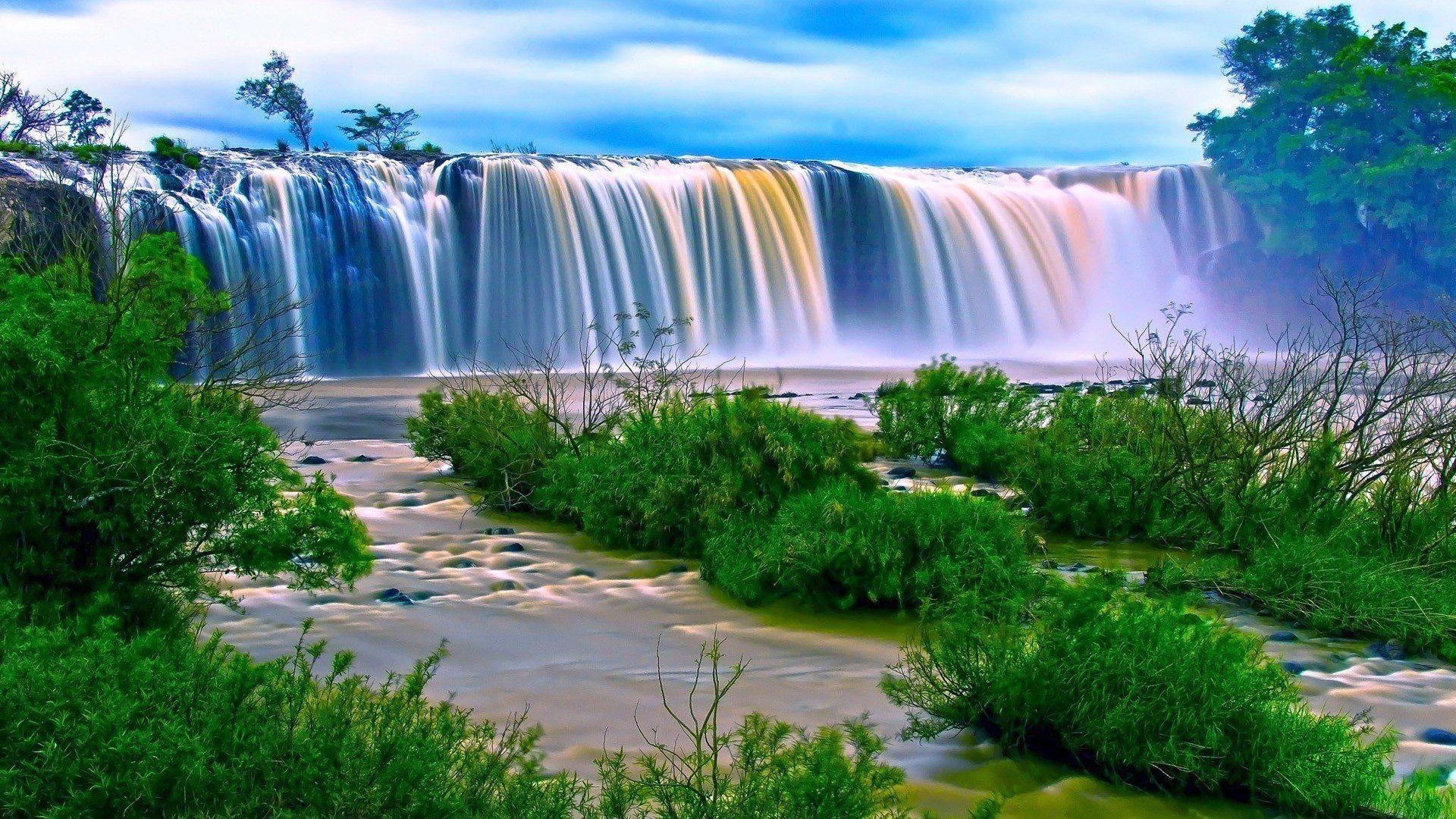 1920x1080 nature, Landscape, Trees, Forest, Plants, Waterfall, Long exposure