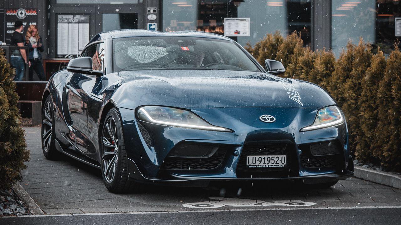 1280x720 Wallpaper toyota supra mk car, sportscar, supercar, blue, front view hd, picture, image