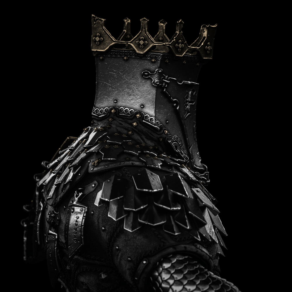 1000x1000 MORTAL SHELL Image for one of the key characters, Vitaly Bulgarov. Black armor, Fantasy armor, Dark souls