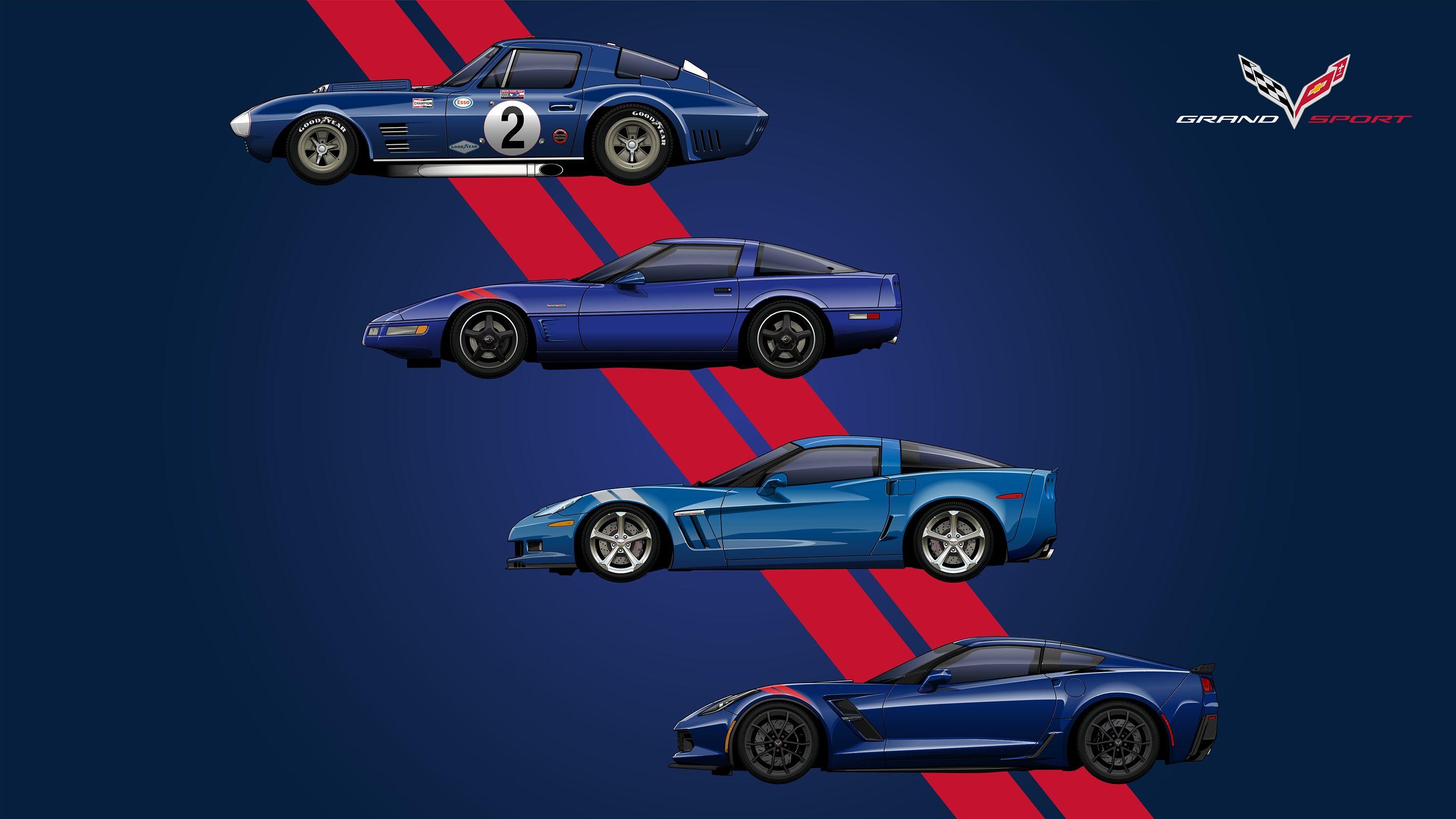 3000x1688 Corvette Grand Sport Heritage Illustrations Blackmore Design