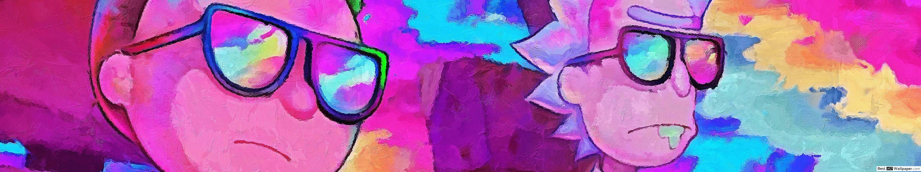 3840x720 rick and morty team HD wallpaper download