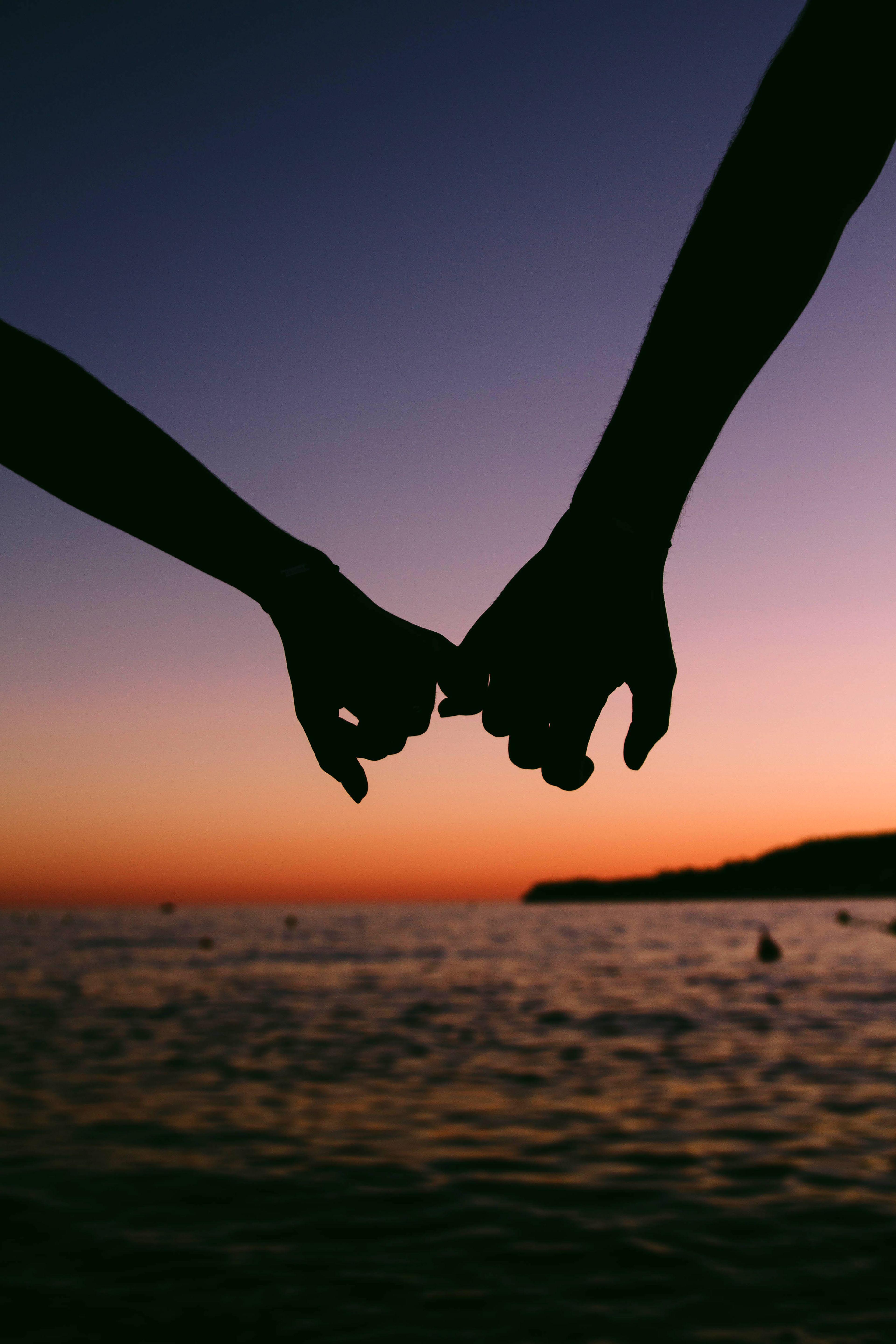 3840x5759 Hands together Wallpaper 4K, Couple, Silhouette, Sunset, Romantic, Love