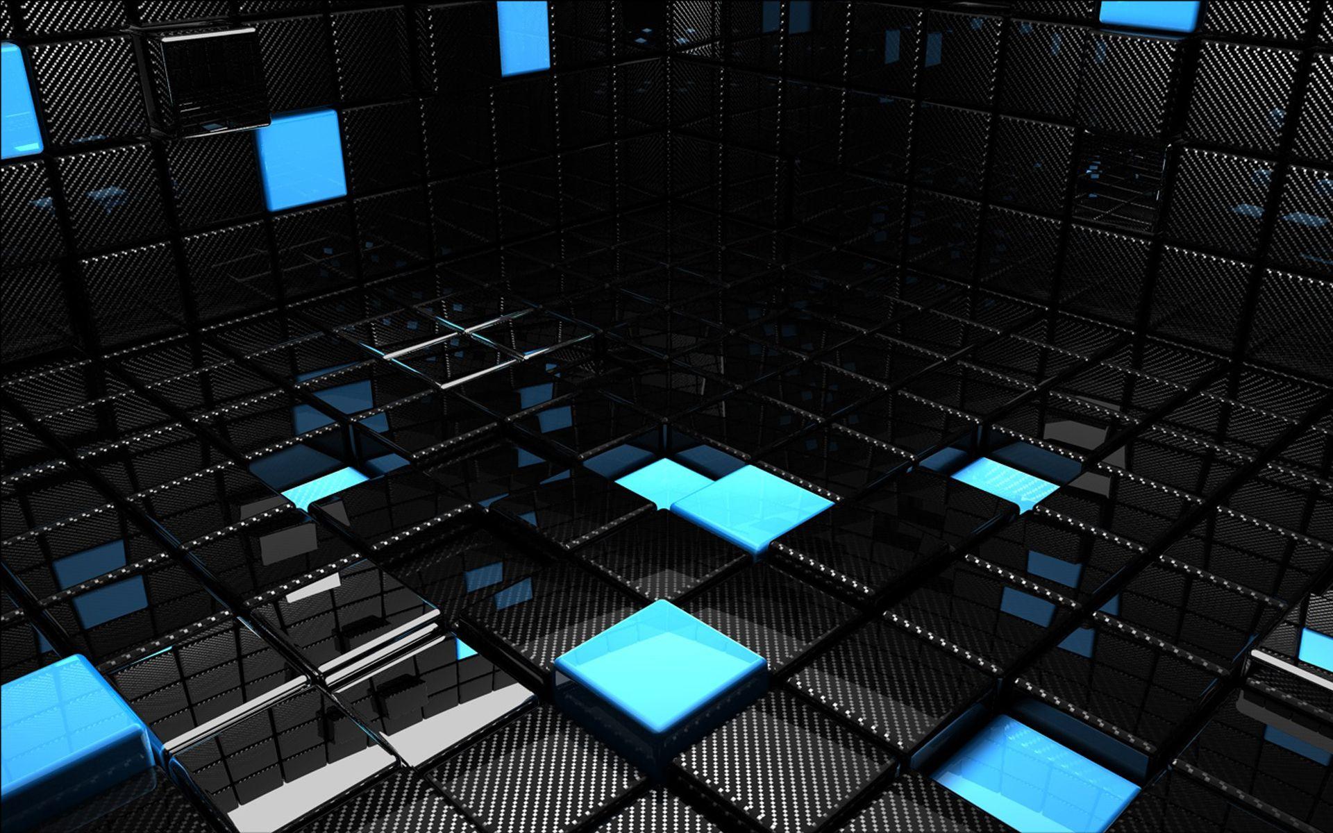 1920x1200 3D View Abstract Blue Black Dark Cubes Reflections Background 3D Image 3D Background. SDA Bocconi Asia Center