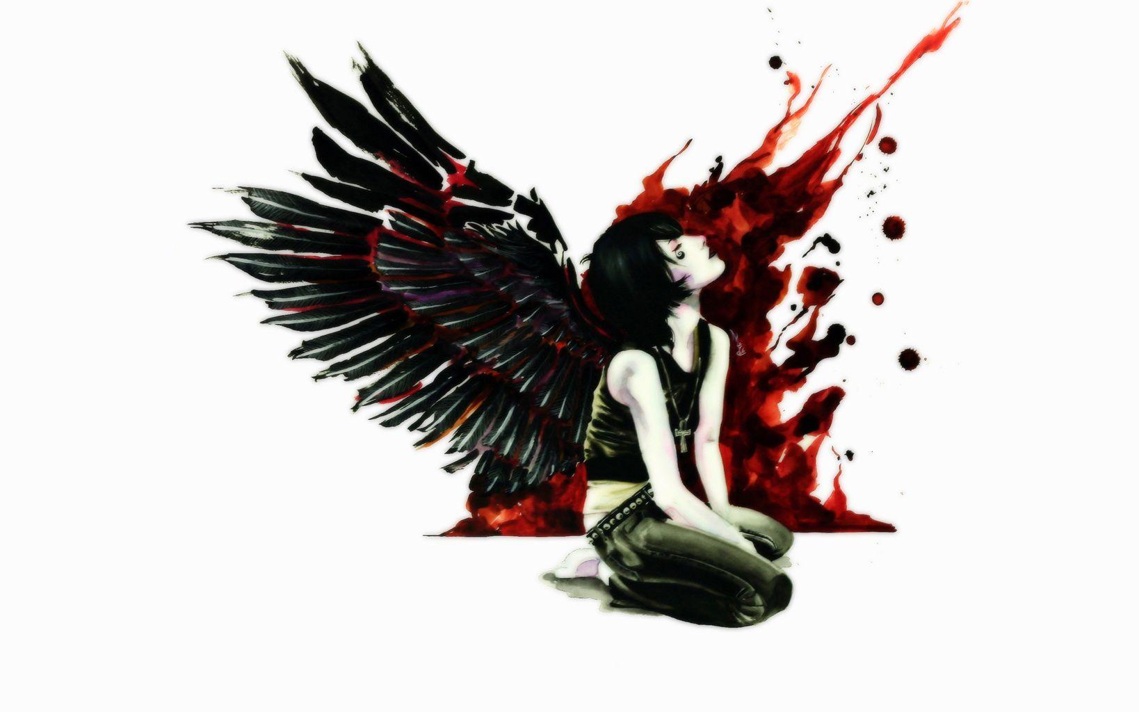 1638x1024 Dark horror gothic women girl macabre blood angel fallen mood style