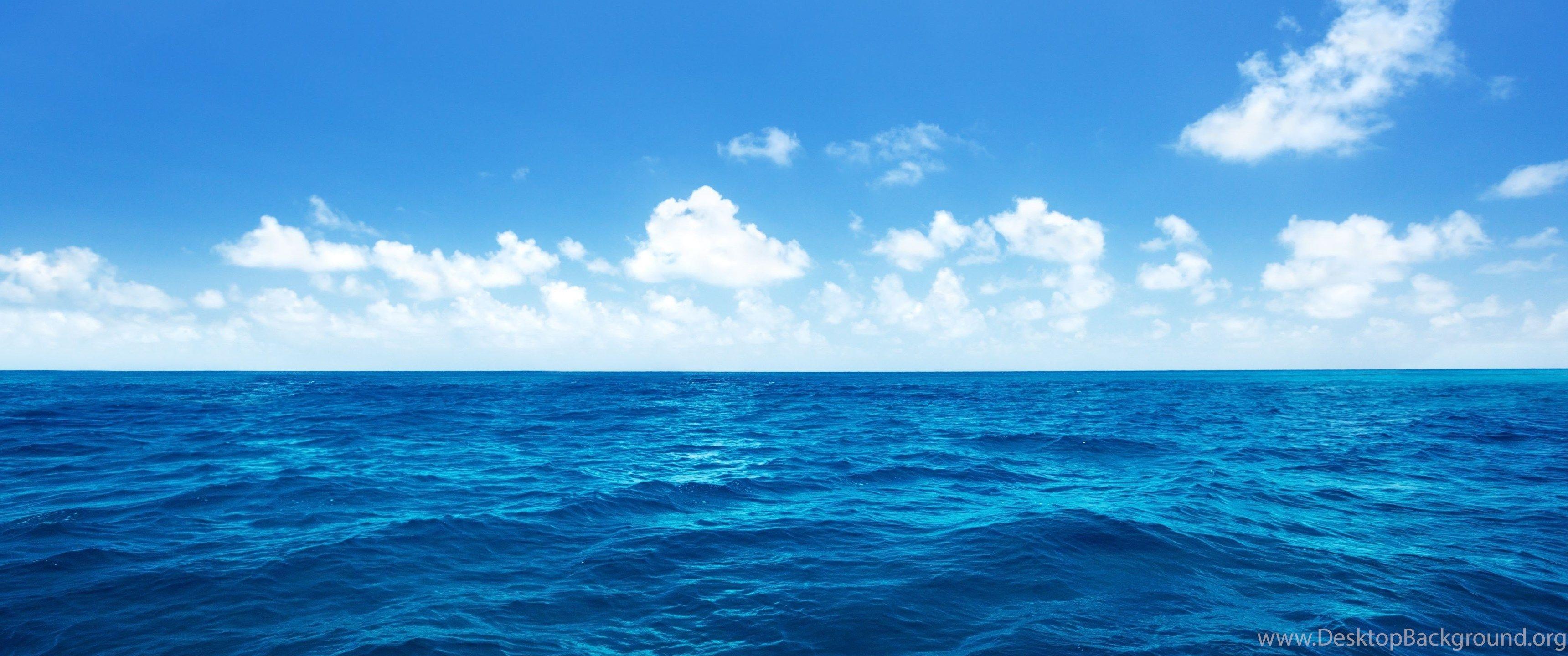 3440x1440 Blue Clouds Ocean Sea Sky Water HD Wallpaper Desktop Background
