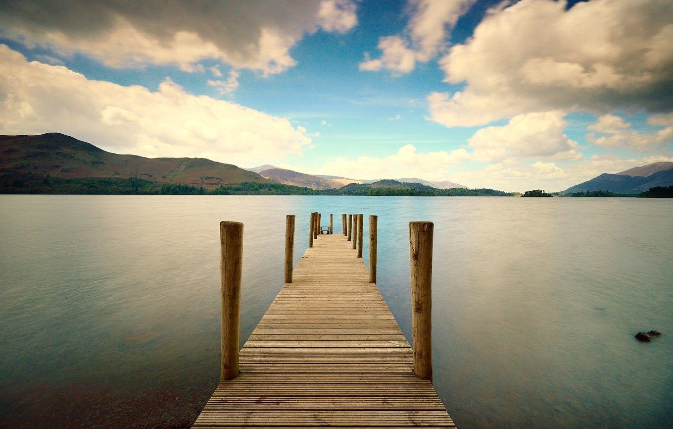 1332x850 Wallpaper sea, greens, the sky, water, clouds, trees, bridge, nature, background, hills, widescreen, Wallpaper, foliage, Board, hill, pierce image for desktop, section природа