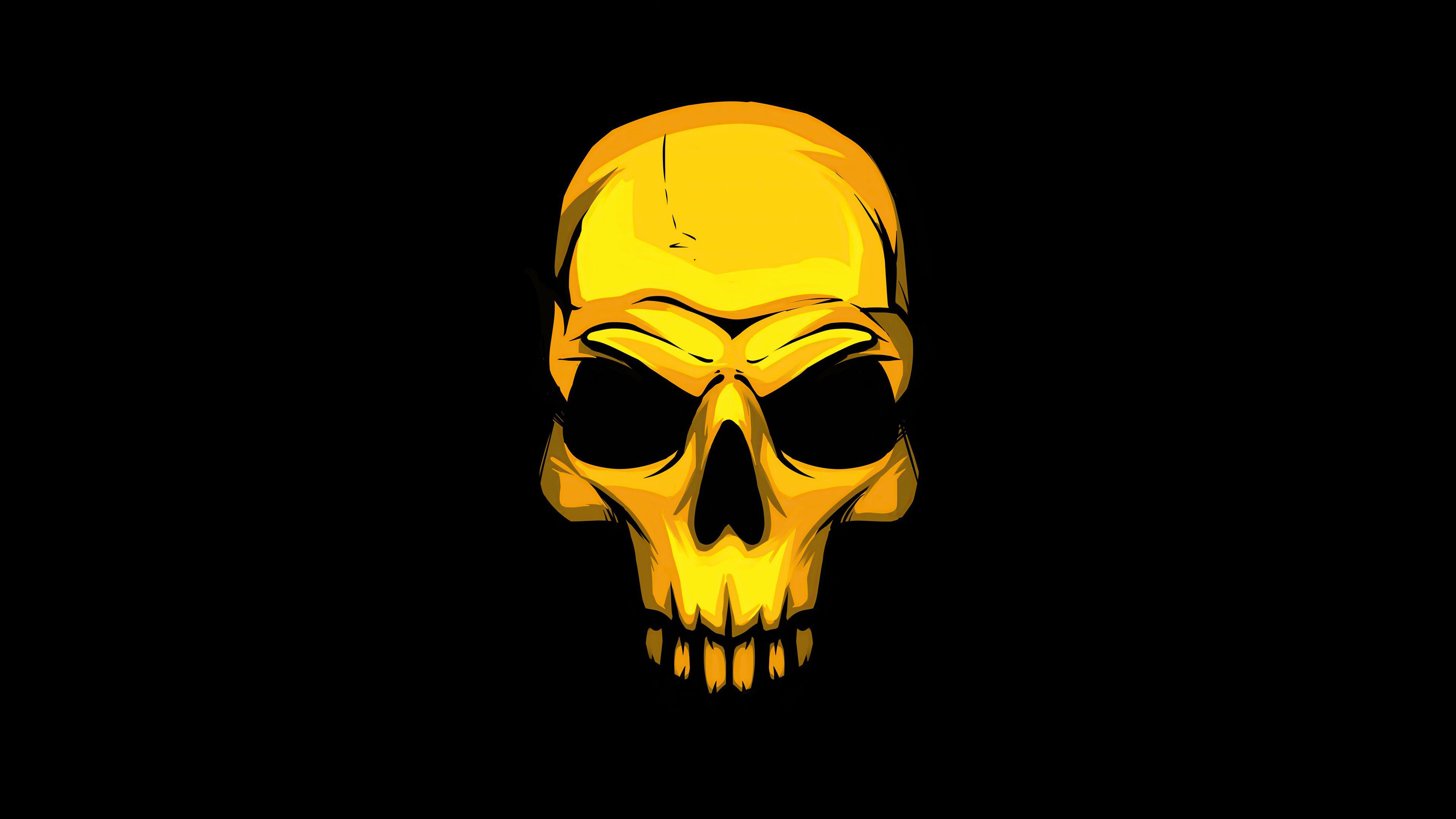 3840x2160 Gold Skull Dark Background 4k, HD Artist, 4k Wallpaper, Image, Background, Photo and Picture