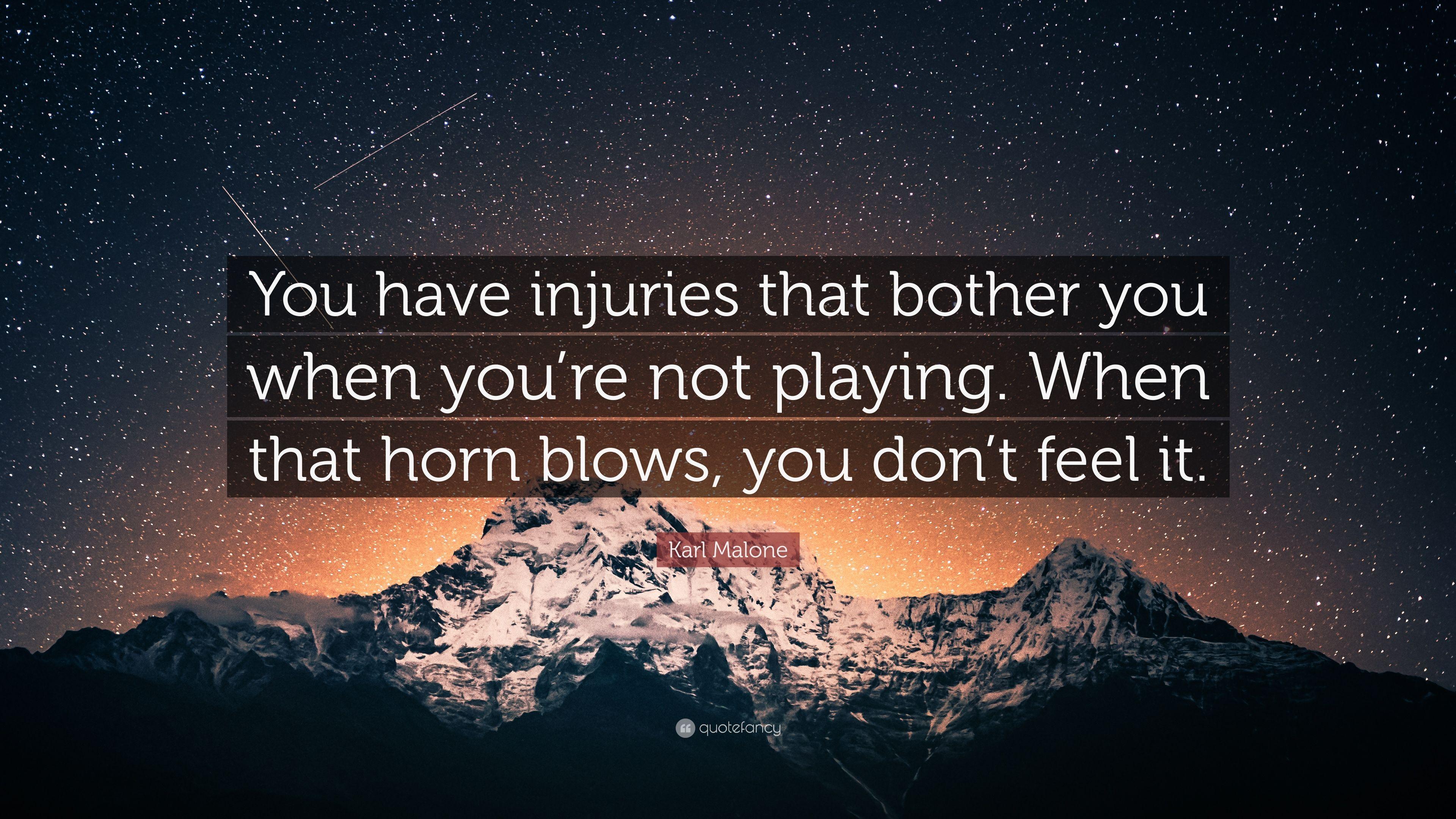 3840x2160 Karl Malone Quote: “You have injuries that bother you when you're not playing. When that horn blows, you don't feel it.” (7 wallpaper)