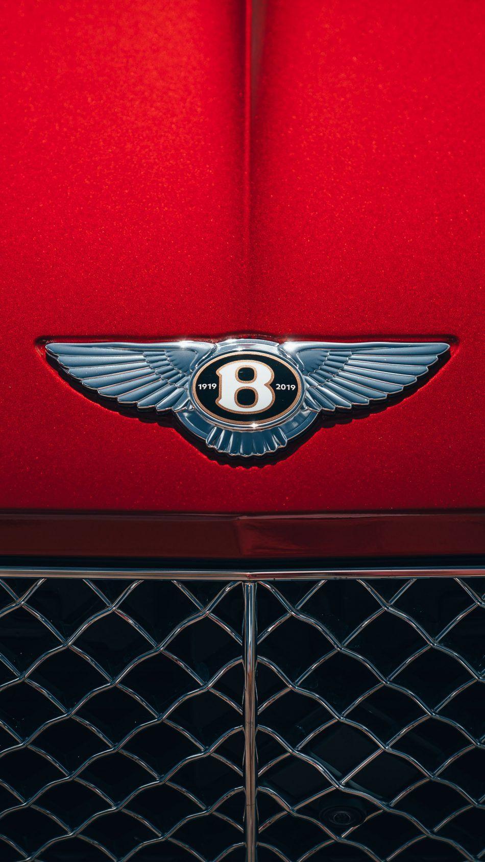 950x1689 Bentley Logo 2019 Red Background 4K Ultra HD Mobile Wallpaper