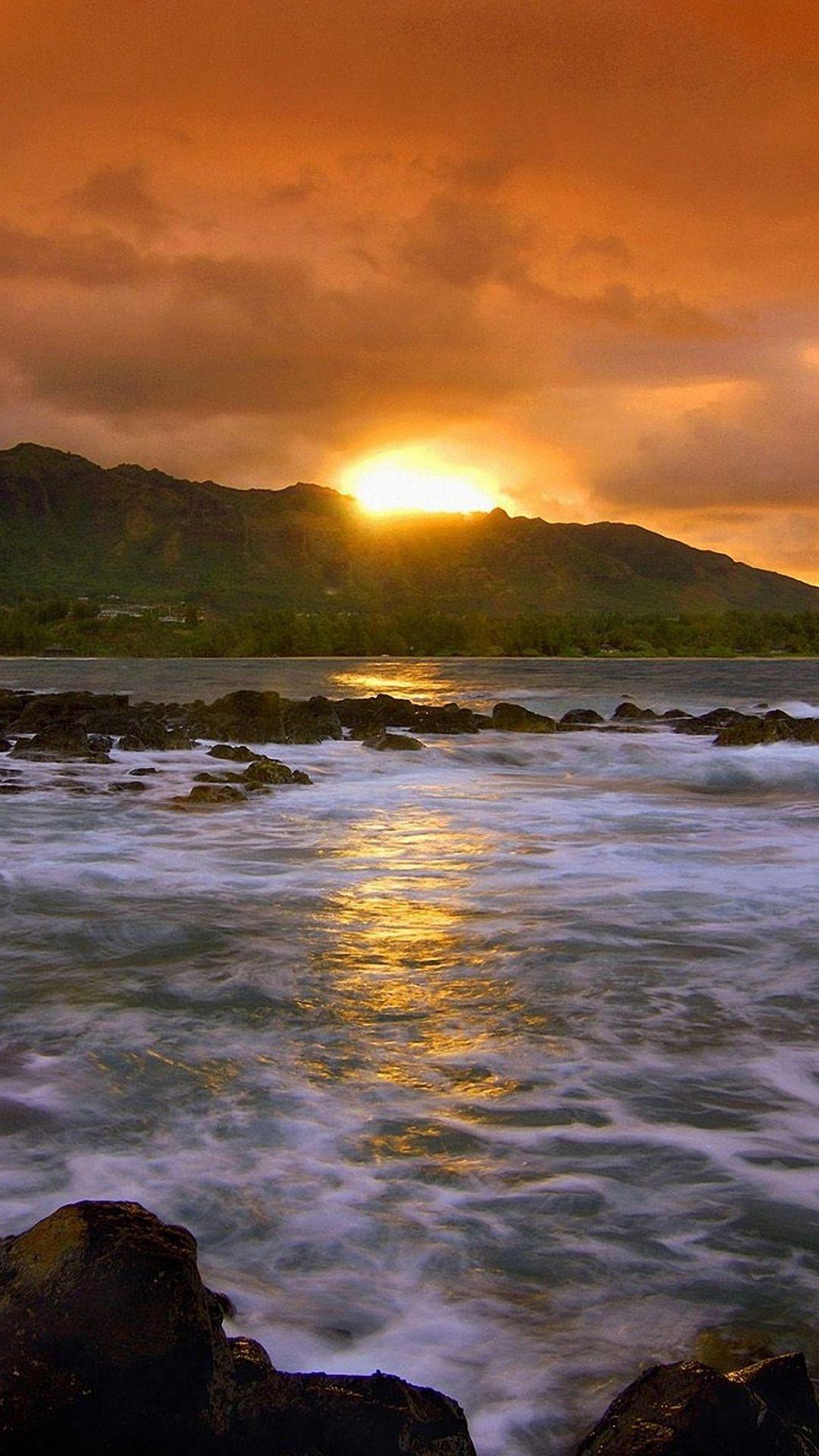 1080x1920 Hawaiian Beach Sea Sunrise iPhone 6s Wallpaper HD