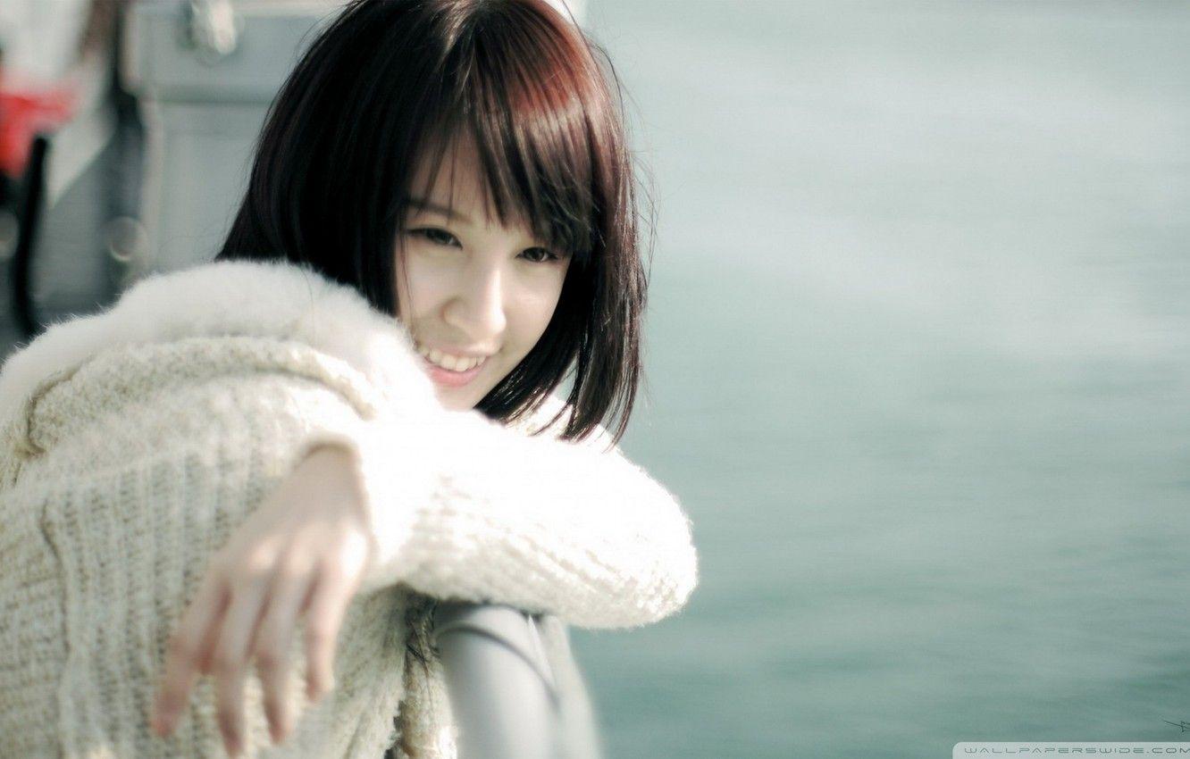 1332x850 Wallpaper smile, in white, sweater, Asian girl, asian women image for desktop, section девушки
