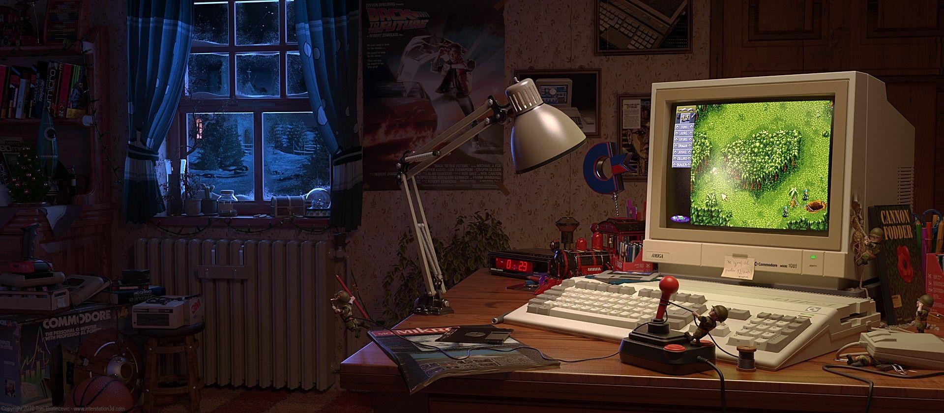1920x840 Amiga, Retro Games, Window, Computer, Joystick, Lamps, Bedrooms
