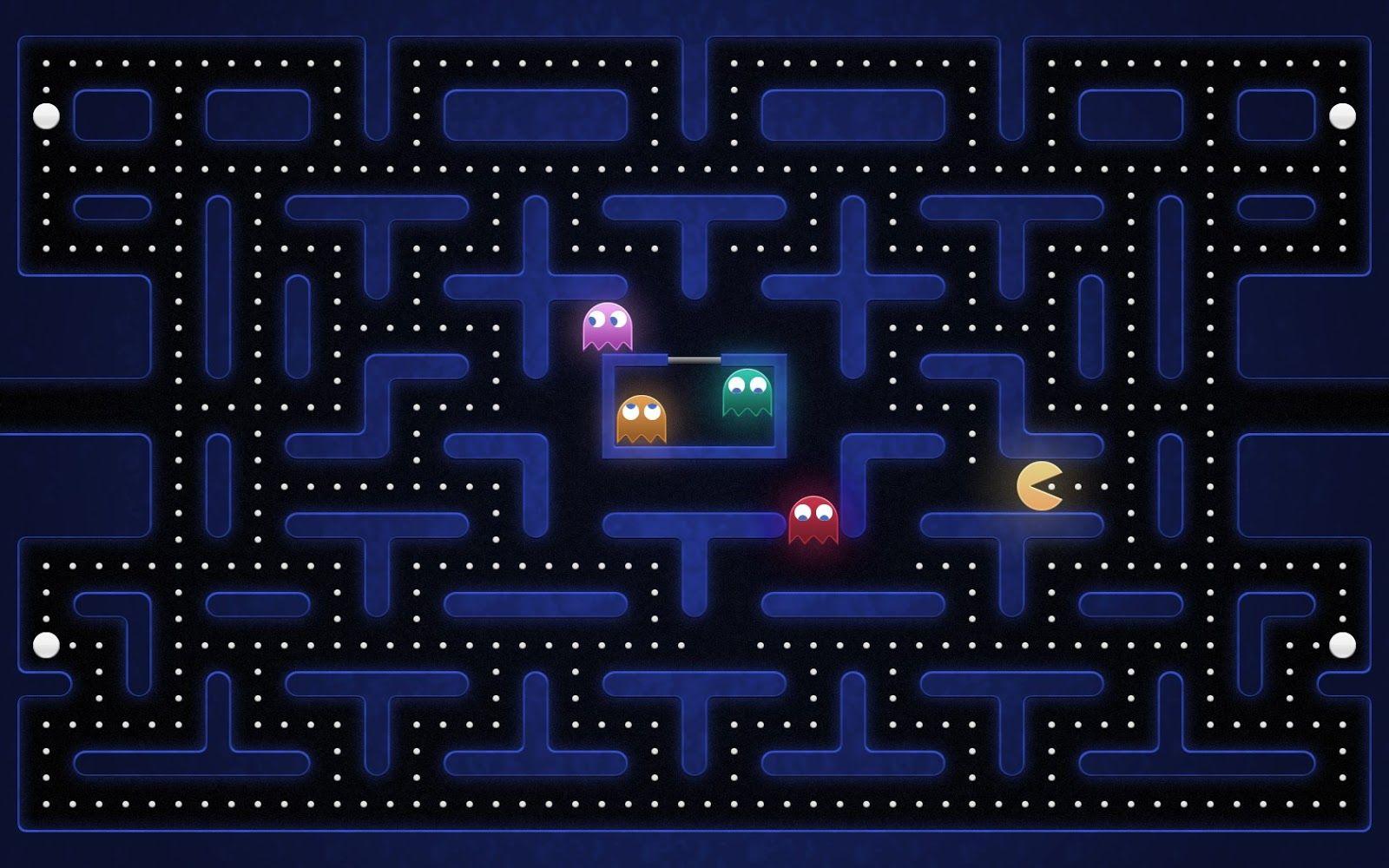 1600x1000 Retro Pacman Video Game Desktop Wallpaper: Desktop HD Wallpaper