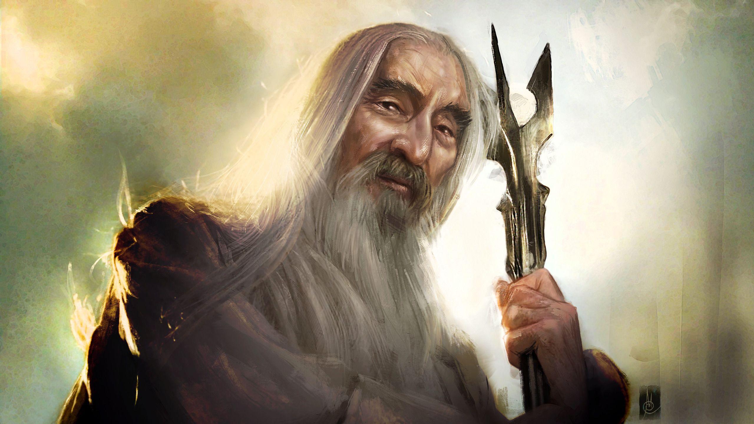 2560x1440 Saruman, The Lord Of The Rings, Wizard, Beards, Artwork, Fantasy Art, Staff, Old People, Christopher Lee, Portrait Wallpaper HD / Desktop and Mobile Background