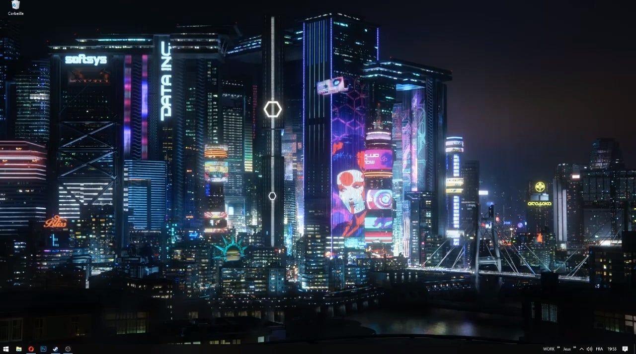 1280x714 Made my own animated wallpaper of Night City ! (fully stabilized and perfect loop)