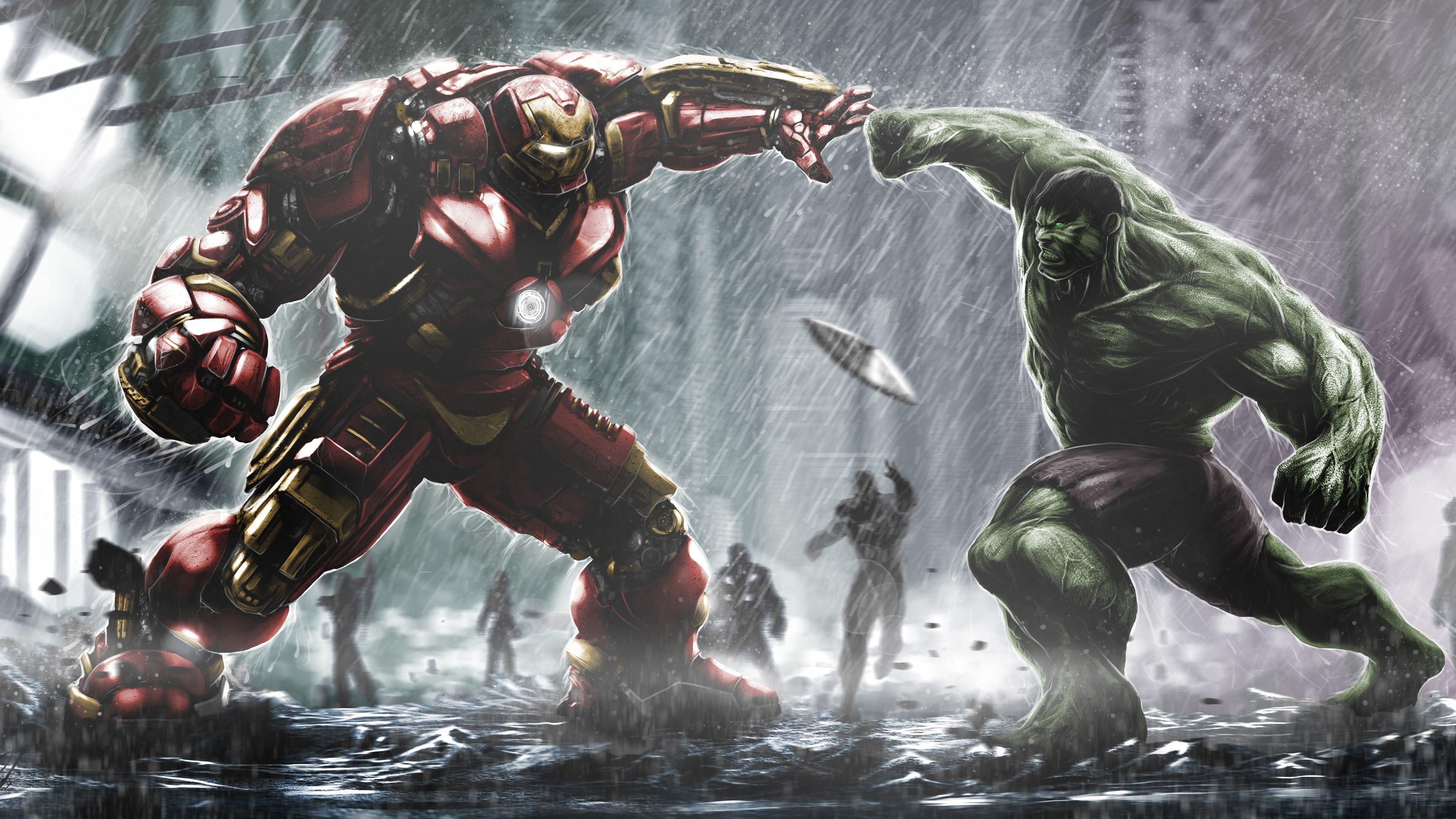 Hình nền 3840x2160 Hulkbuster Ironman Vs Hulk