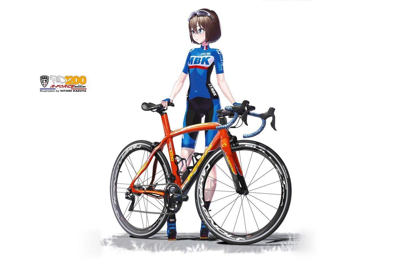 1332x850 Wallpaper Girl, White background, Bike image for desktop, section арт