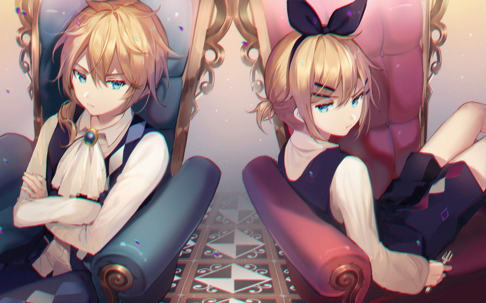 1920x1200 Download 1920x1200 Kagamine Len, Kagamine Rin, Blonde, Vocaloid, Blue Eyes Wallpaper for MacBook Pro 17 inch