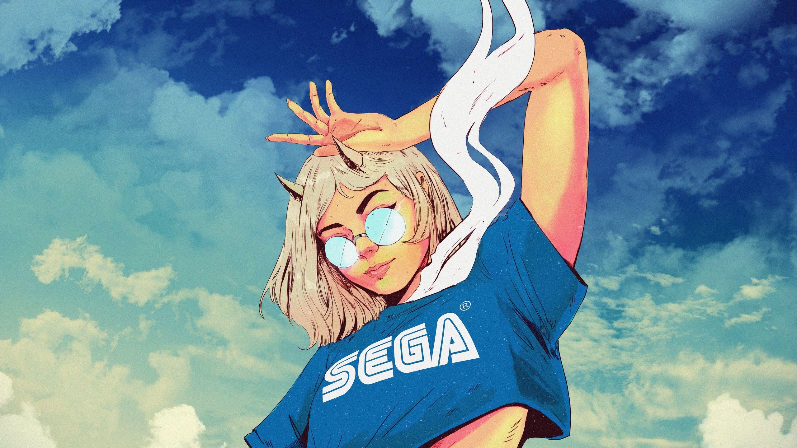 2560x1440 Girl Sega Tshirt 4k 1440P Resolution HD 4k Wallpaper, Image, Background, Photo and Picture