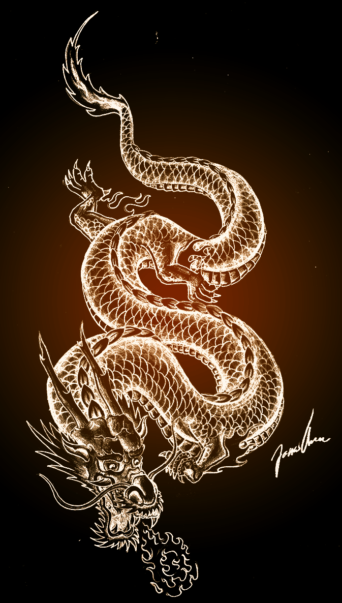 673x1186 Japanese Dragon HD Aesthetic Wallpaper