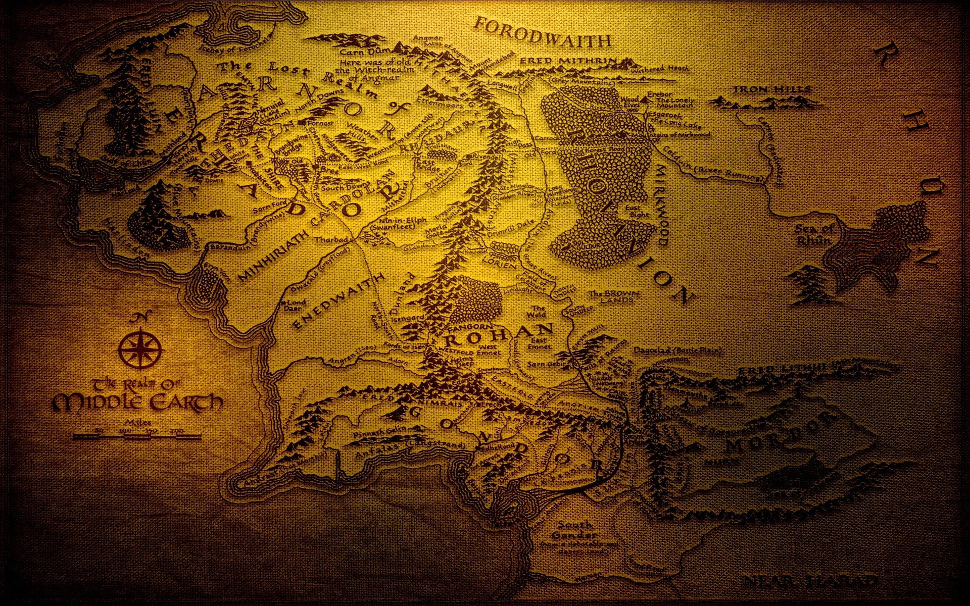 1920x1200 Middle Earth Map Wallpaper