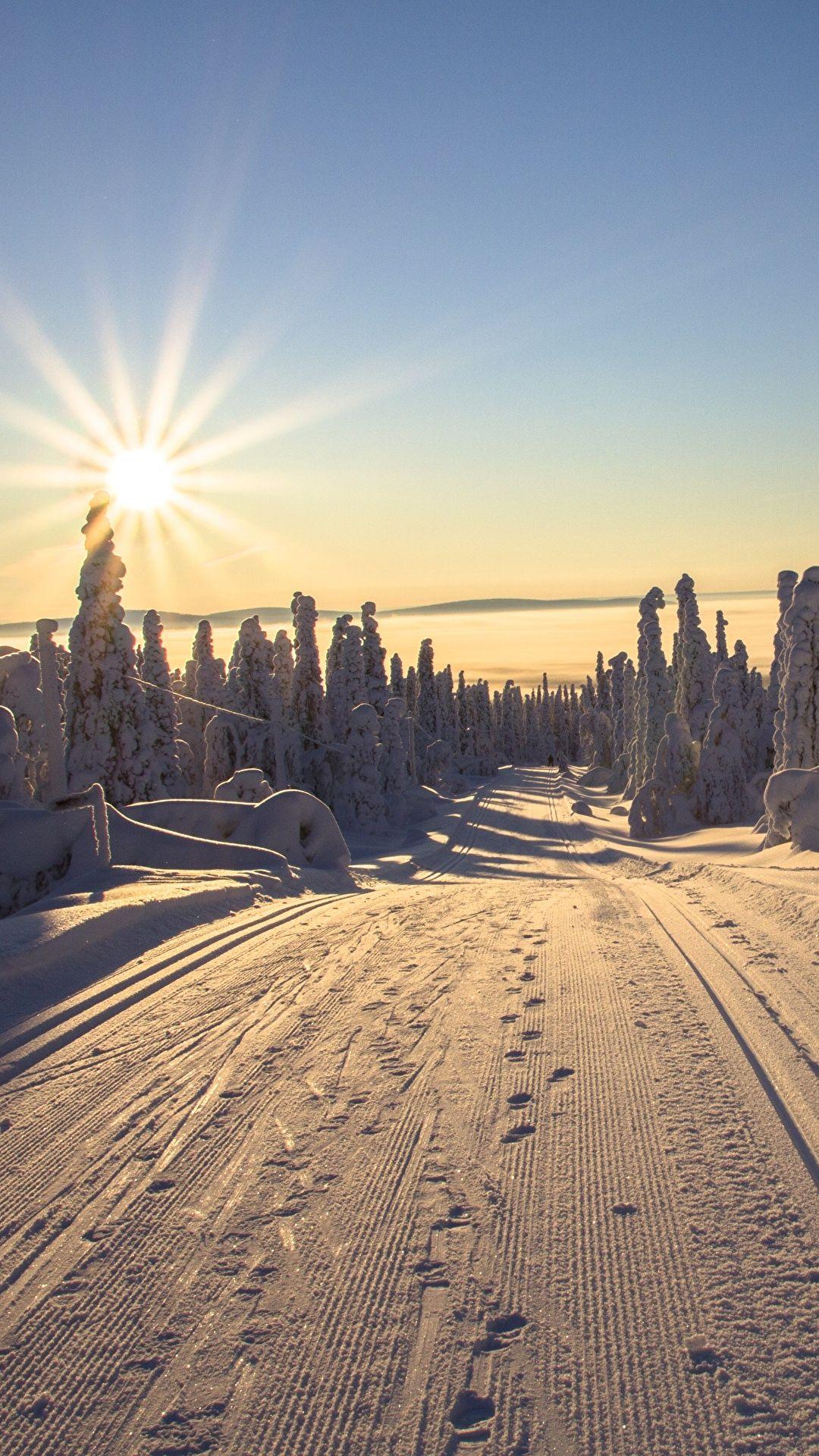 1080x1920 Photos Rays of light Lapland region Finland Sun Nature 1080x1920