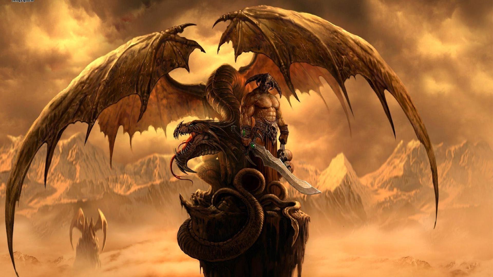 1920x1080 dragon fantasy art warrior drawing medieval digital art wallpaper