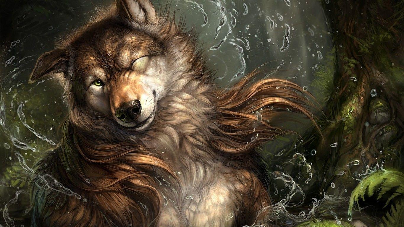 1366x768 Anime Wolf Wallpaper HD