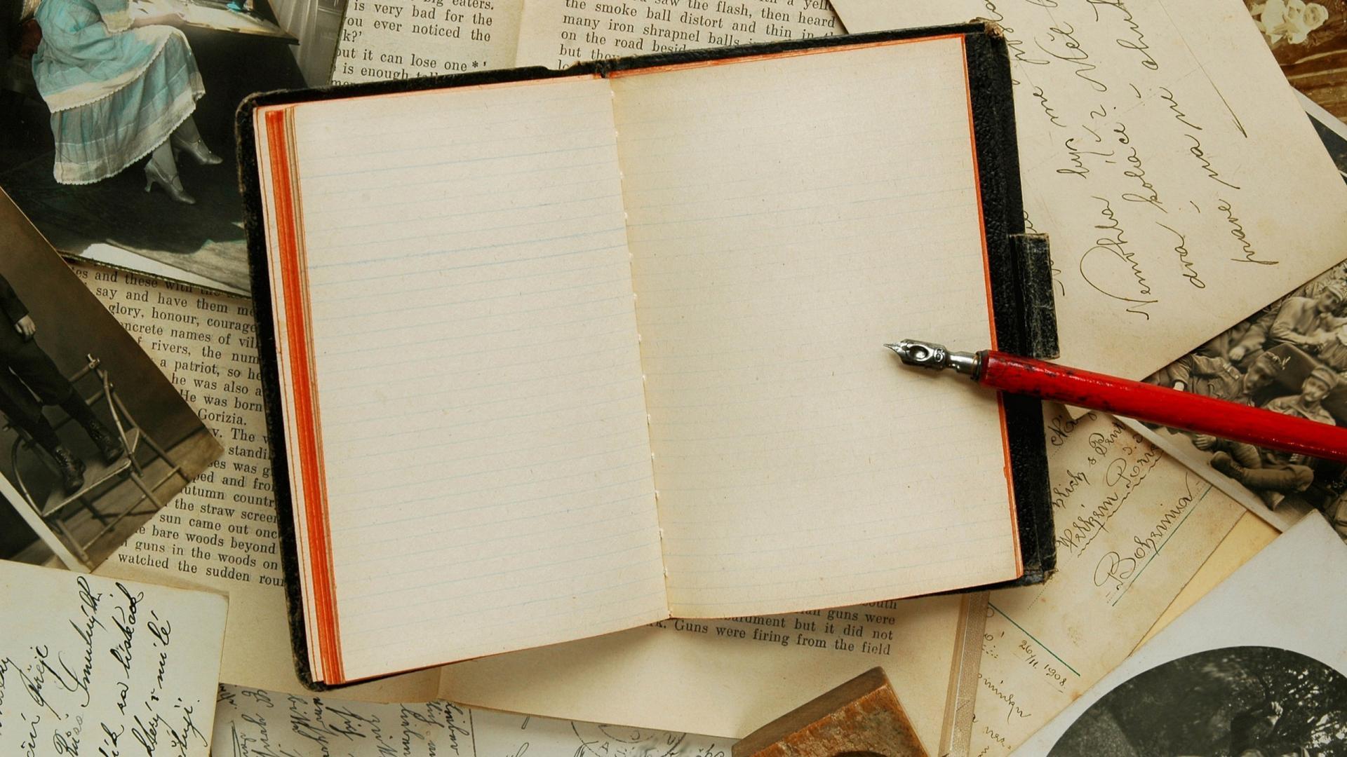1920x1080 sách cũ bút viết giấy dán tường sổ tay trống