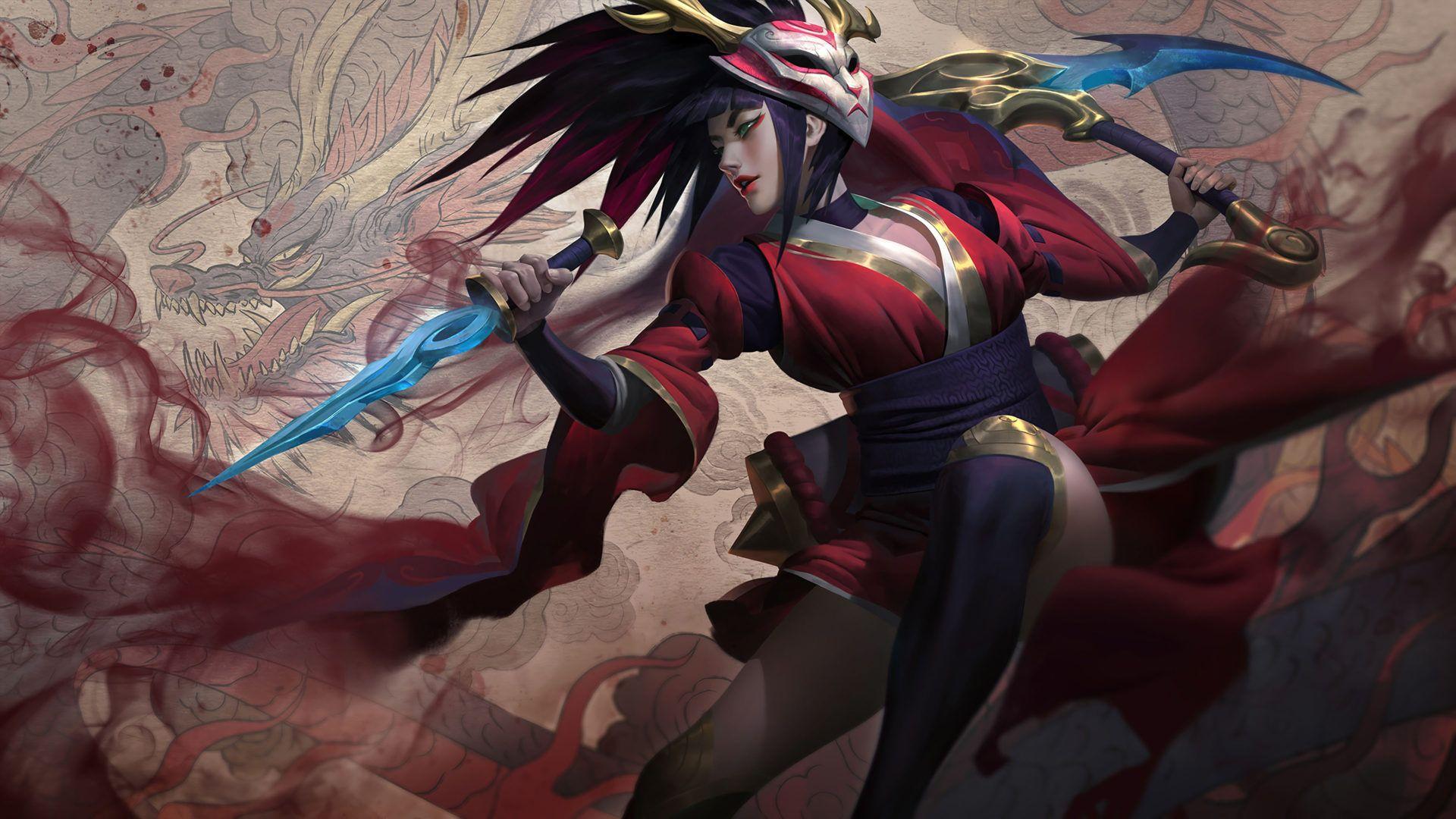 1920x1080 Blood Moon Akali Warriors Splash Art League Of Legends Vdeo Game Wallpaper HD :