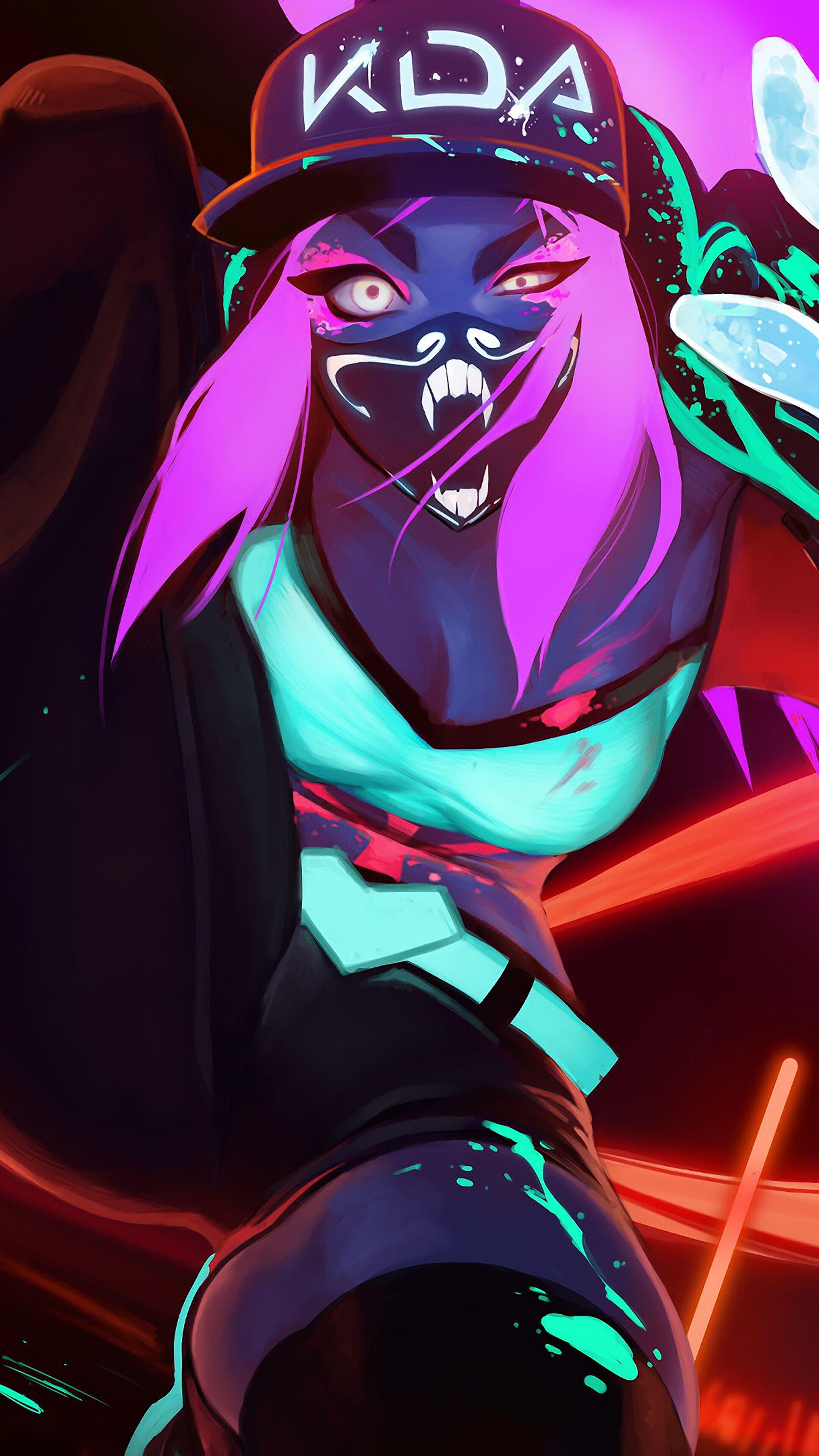 2160x3840 Akali, LoL, K DA, Mask, Neon, 4K Phone HD Wallpaper, Image, Background, Photo And Picture
