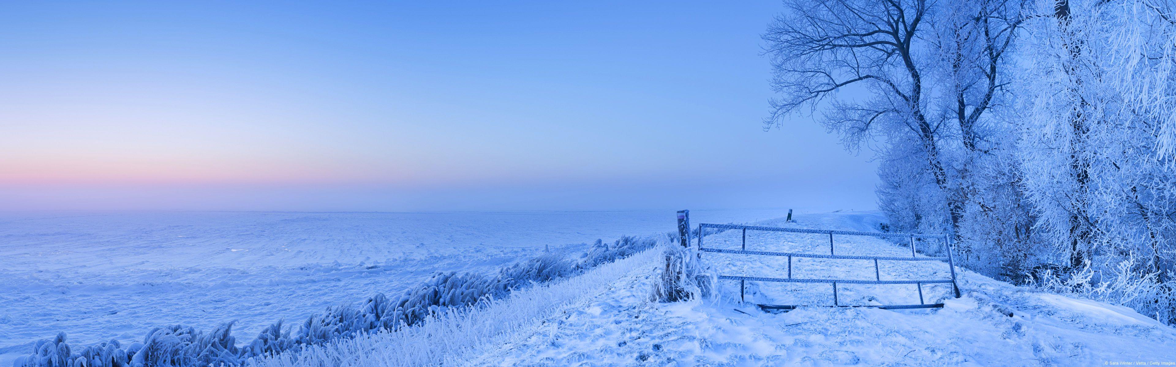 3840x1200 Texas Landscape Winter Wallpaper