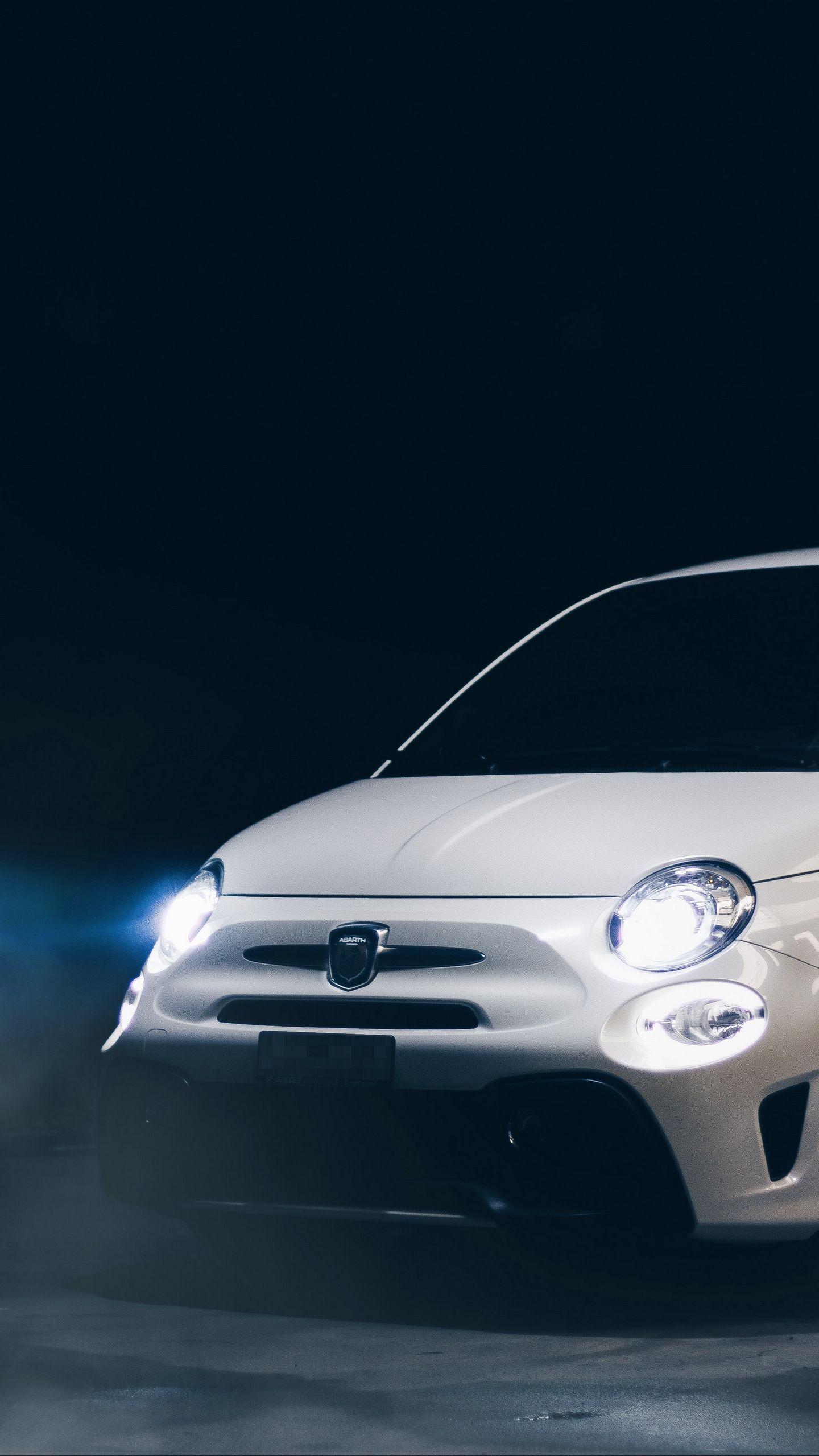 1440x2560 Wallpaper Fiat 500 Abarth, Fiat, Car, Headlights, White