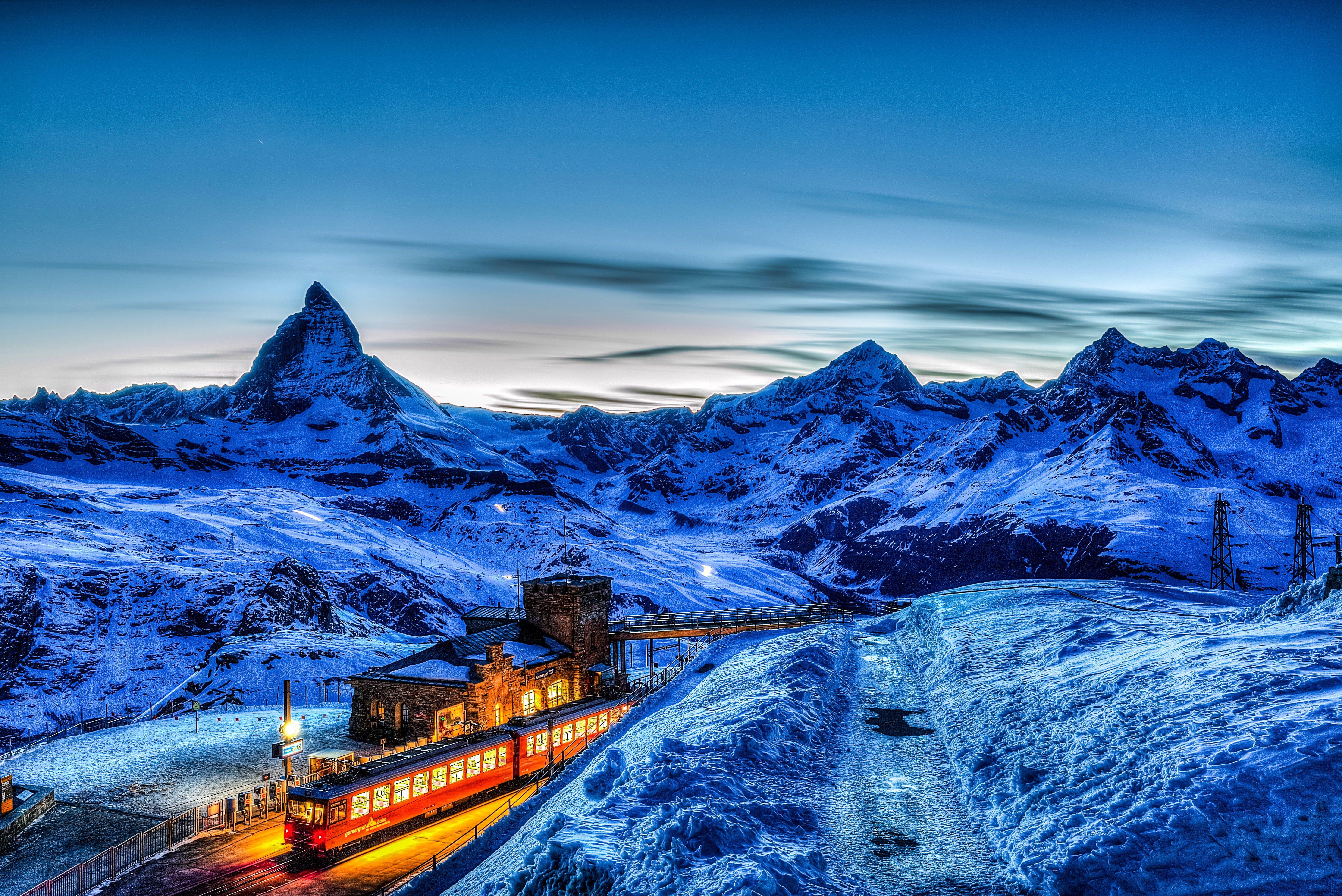 5796x3870 Beautiful Switzerland Country Mountain Night View Wallpaper