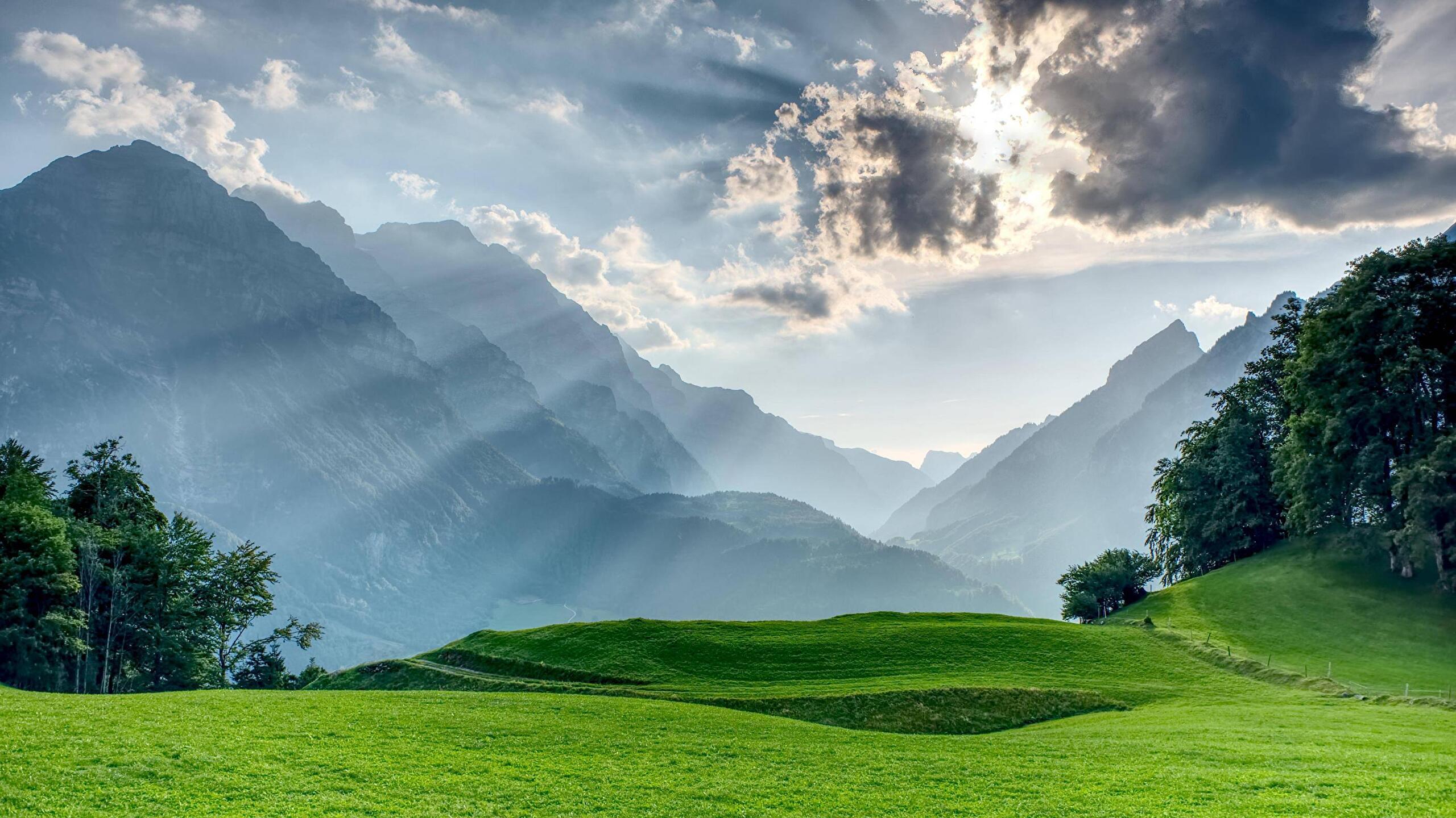 2560x1440 Sunset at Mountain Vorderglärnisch in Glarus Switzerland HD wallpaper