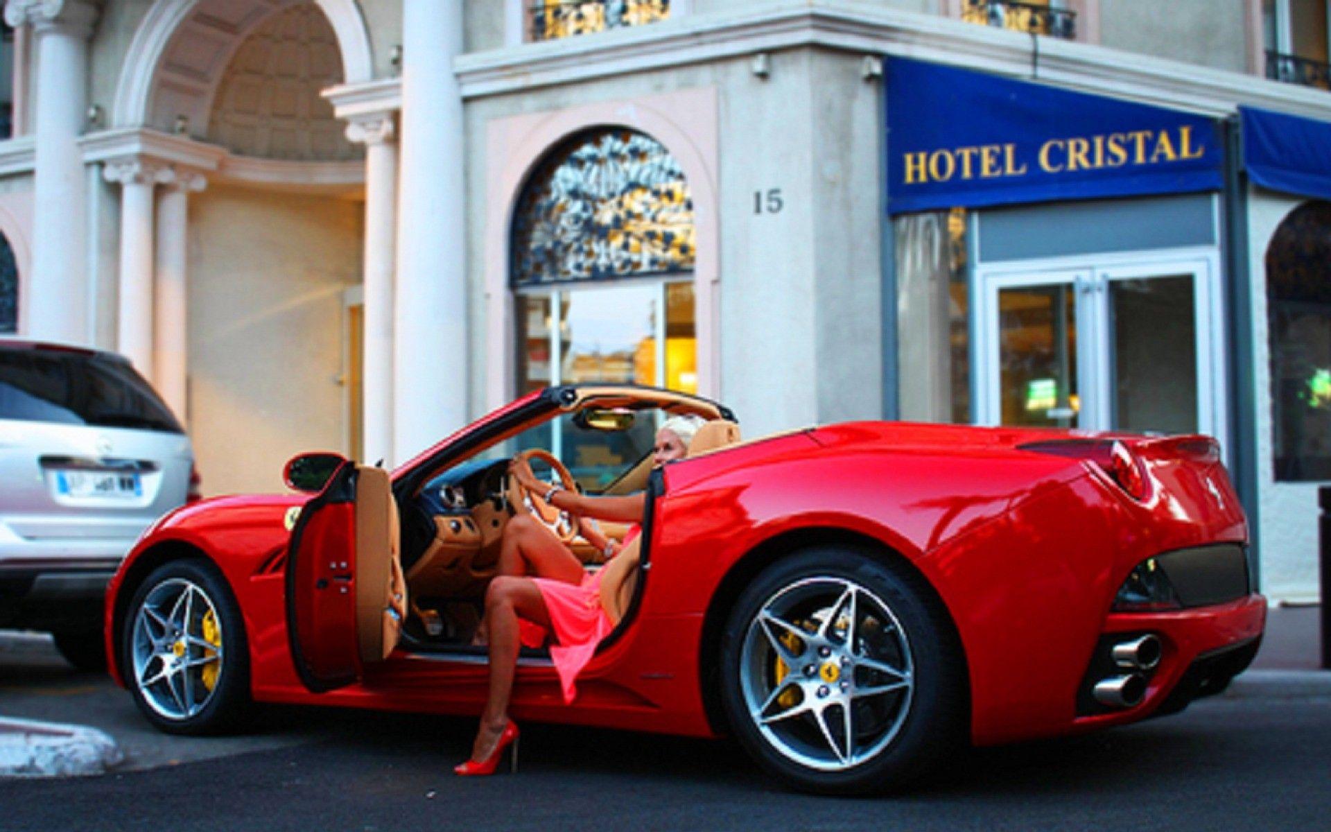 1920x1200 women, cars, Ferrari, red cars wallpaper