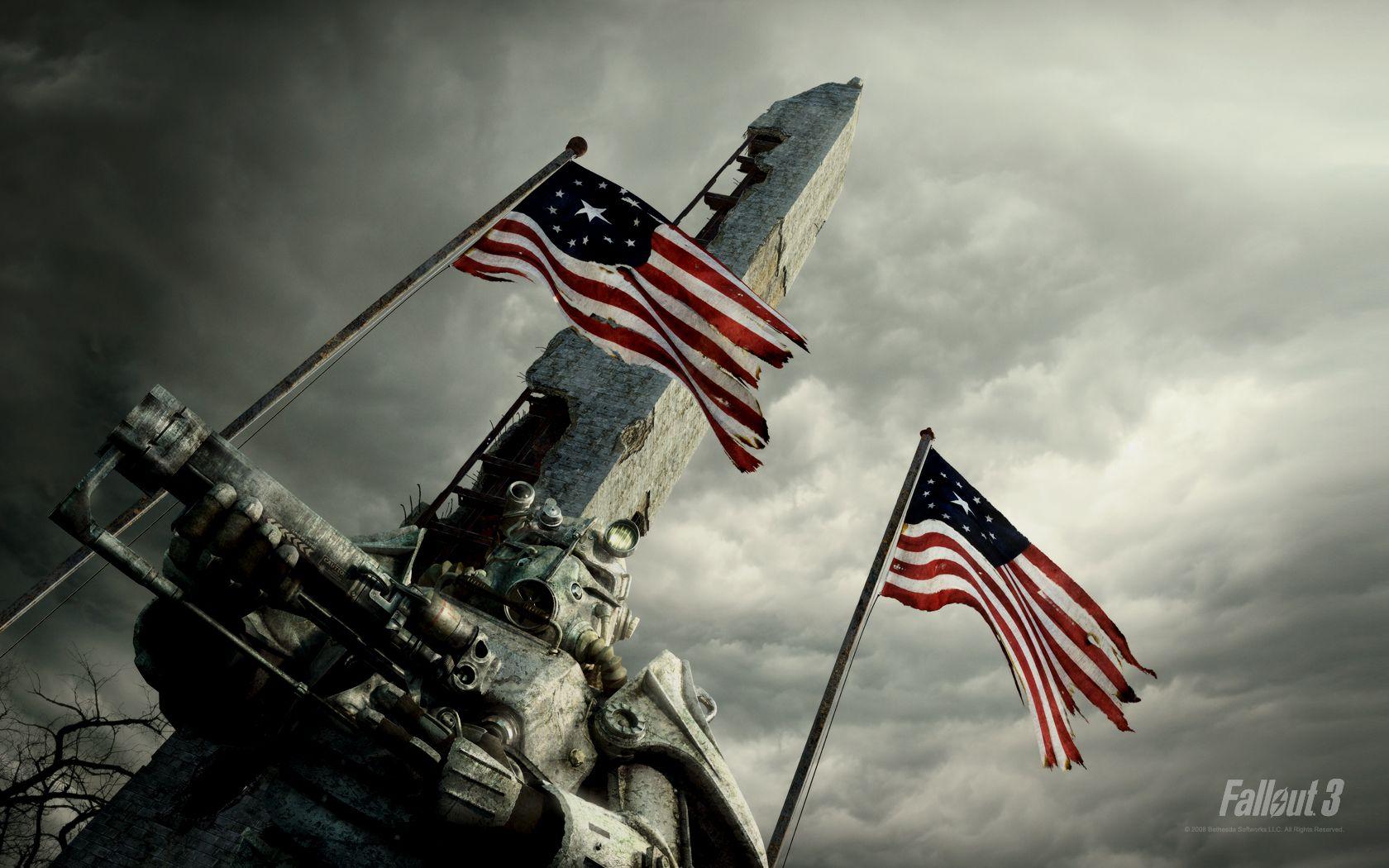 1680x1050 video games, Fallout, flags, Brotherhood Of Steel, Fallout 3 wallpaper