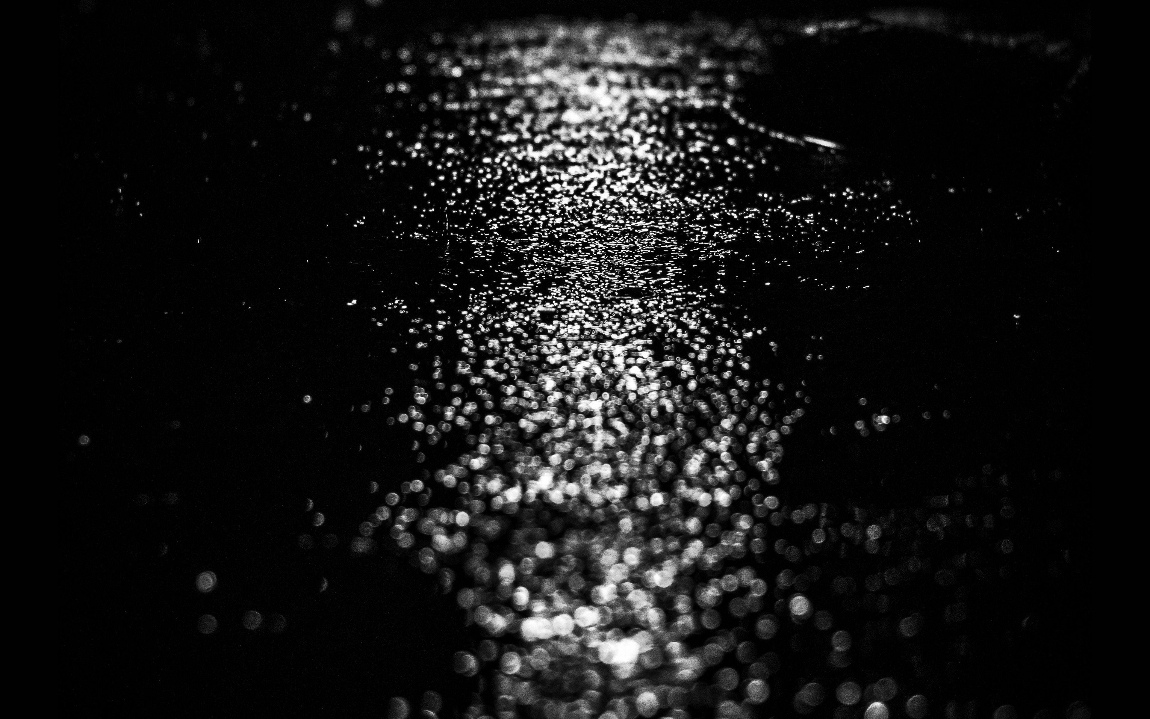 3840x2400 After Rain Drop Street Dark Night Bokeh Bw Wallpaper