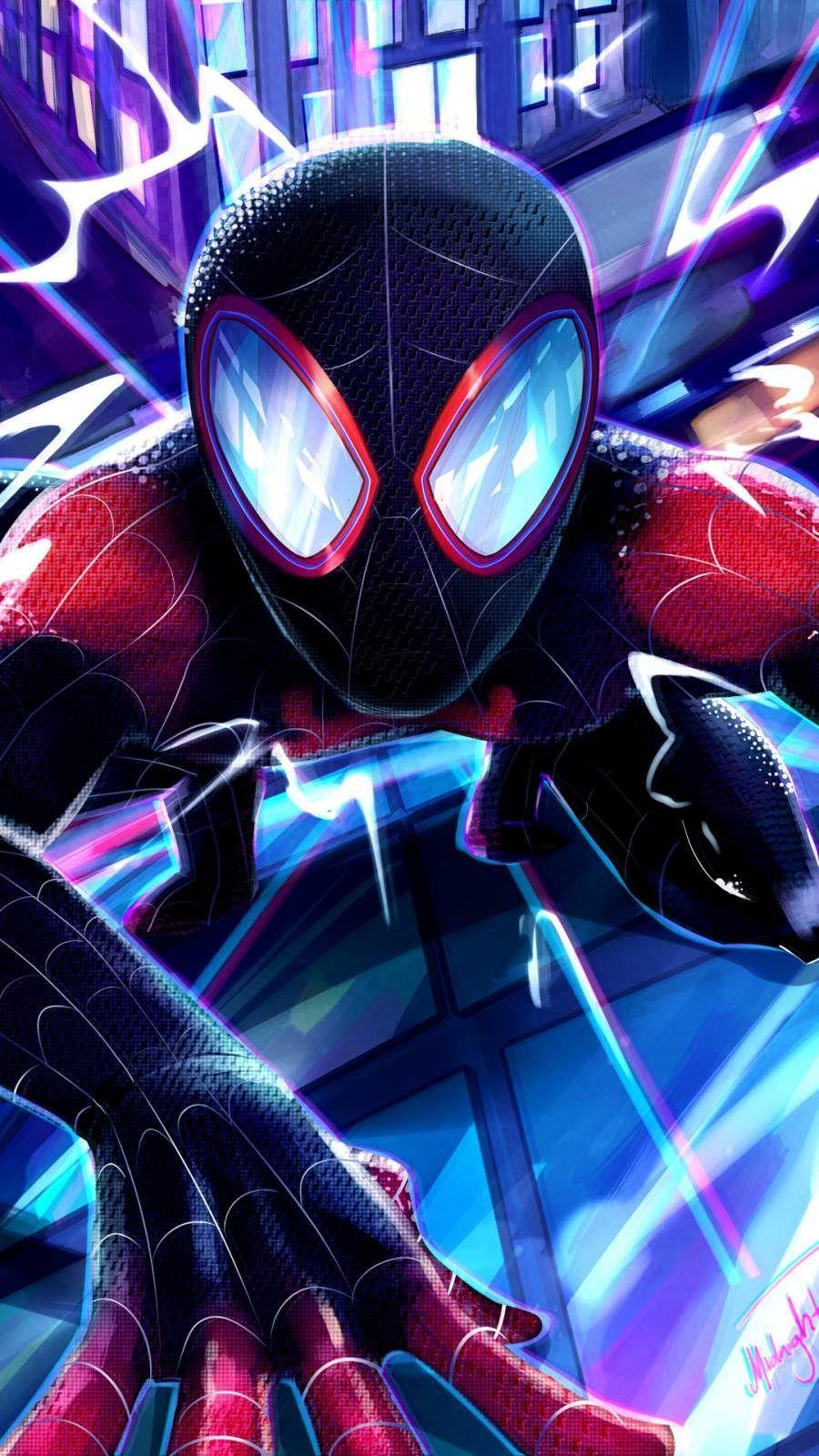 HD wallpaper SpiderMan Into the SpiderVerse Miles Morales movies  city  Wallpaper Flare