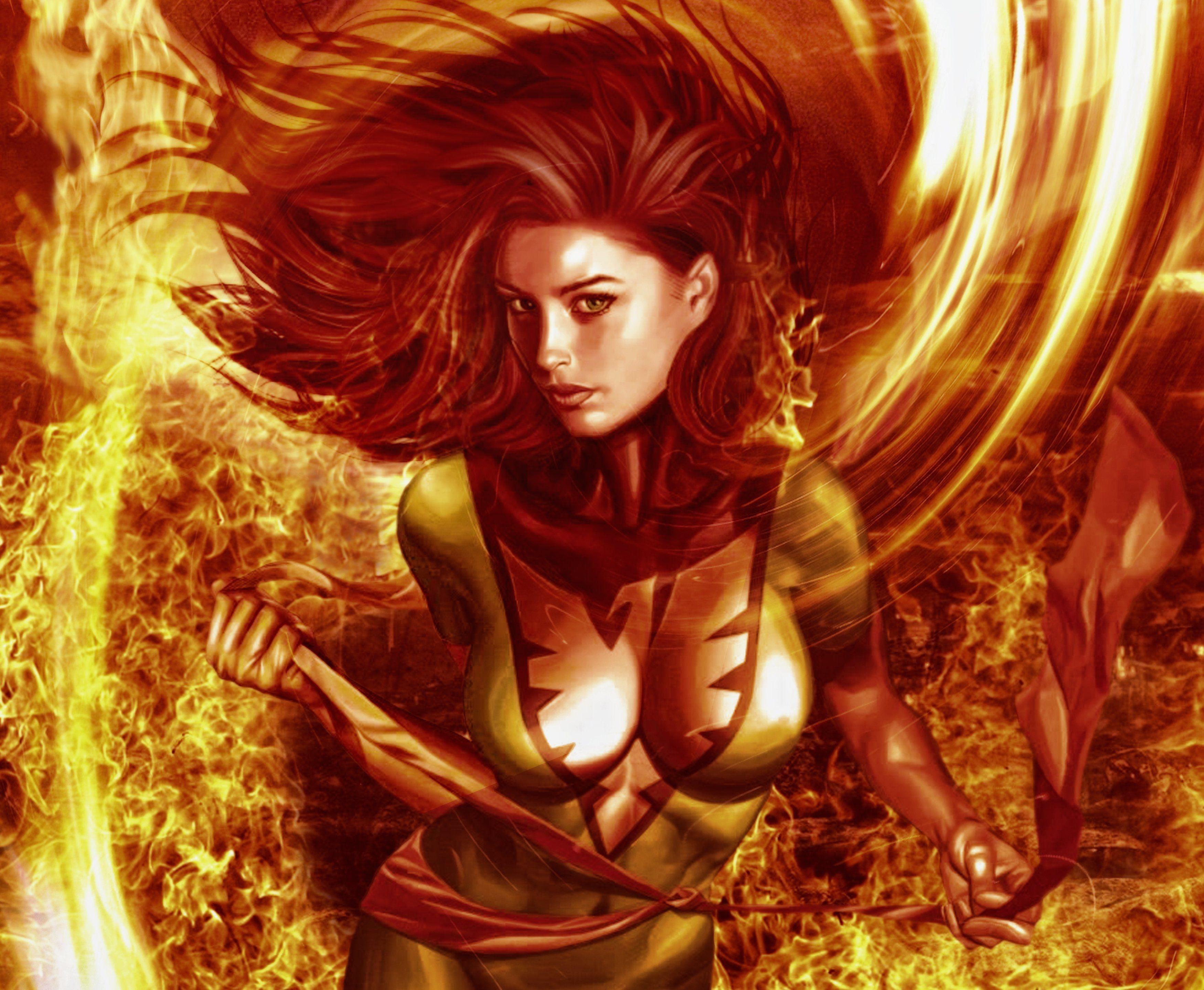 3500x2878 Fire, Phoenix, Phoenix, View, X Men, Costume, Jean Grey, Girl Desktop Wallpaper 23486