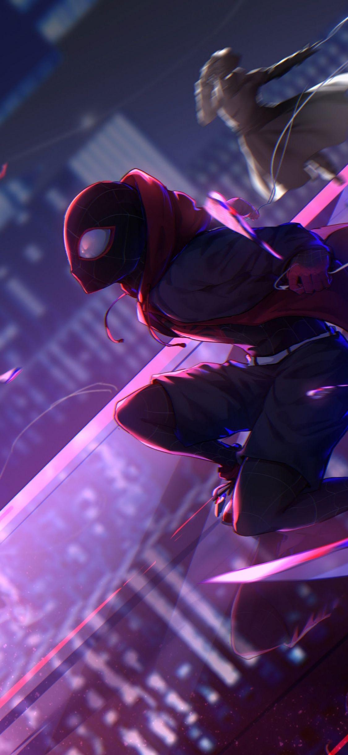 Spider Man Miles morales high quality wallpaper  changed some colors and  upscaled image quality  iPhone Wallpapers  9GAG