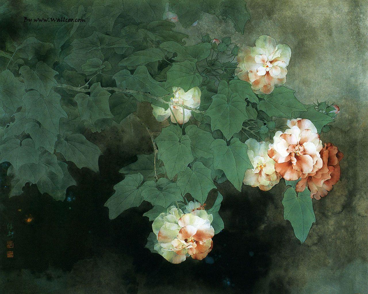 1280x1024 Chinese_painting_ZouChuanAn Floweramp55a_wallcoo. 1280×1024