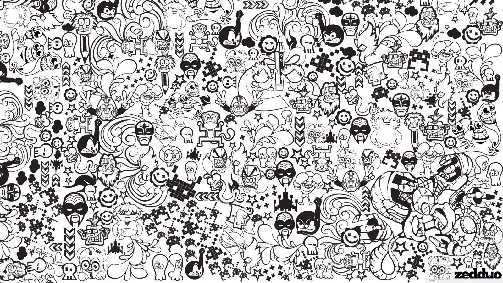 Cartoon Black and White Wallpapers - Top Free Cartoon Black and White  Backgrounds - WallpaperAccess