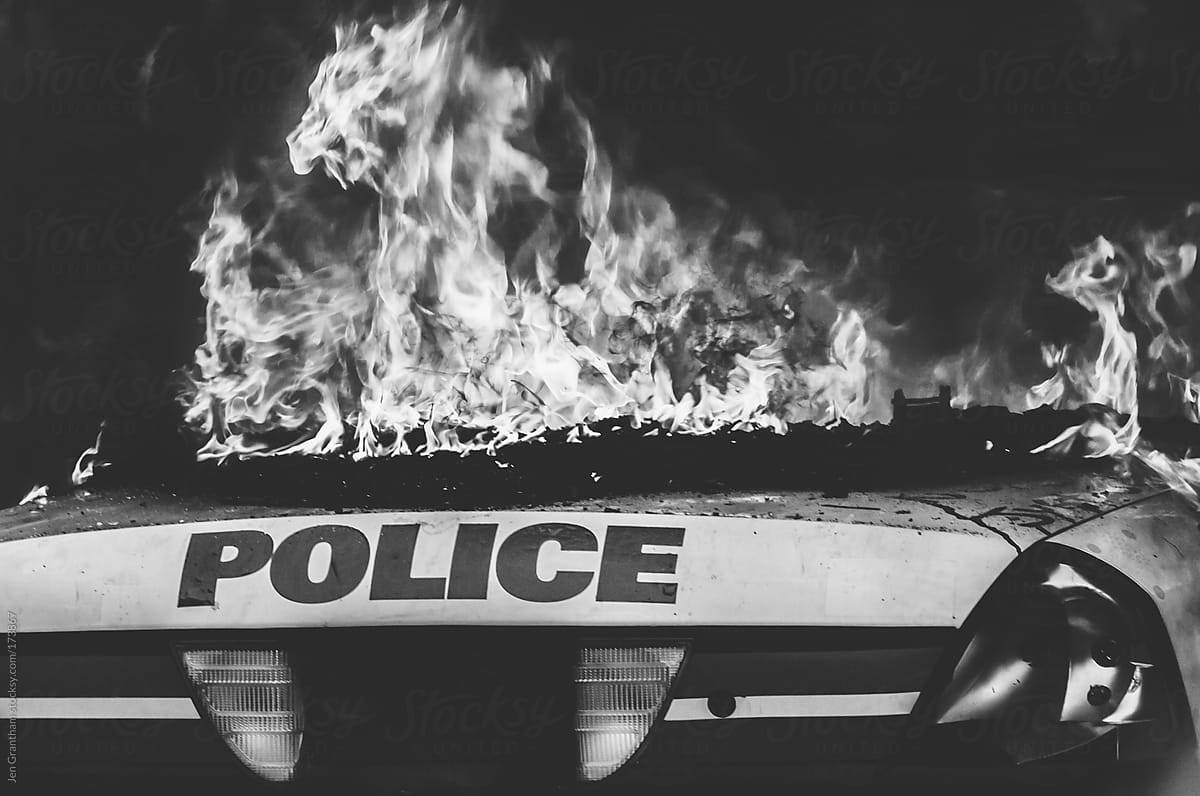 1200x796 Burning police car by Jen Grantham car, Fire