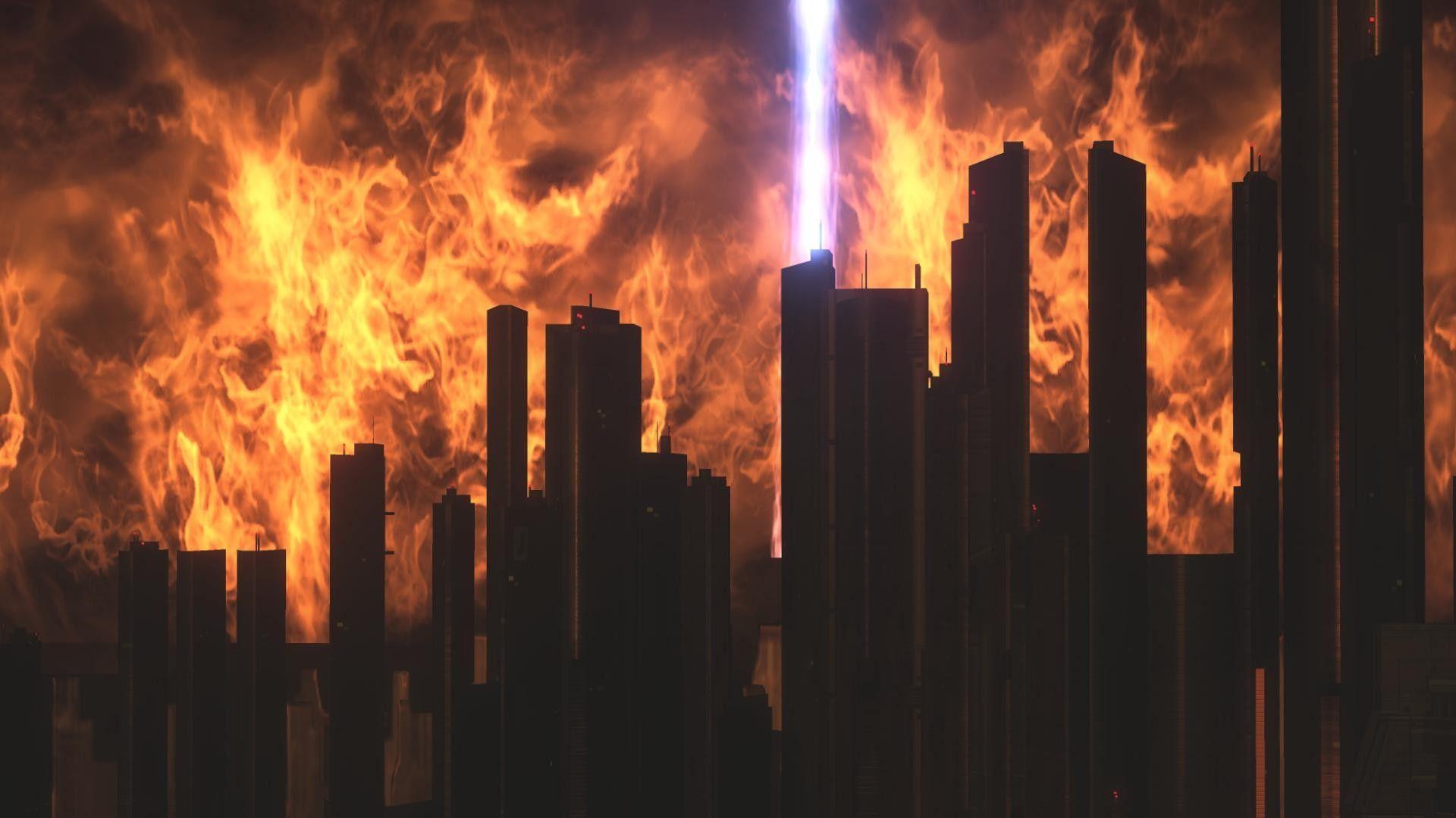 1920x1080 Burning City Background