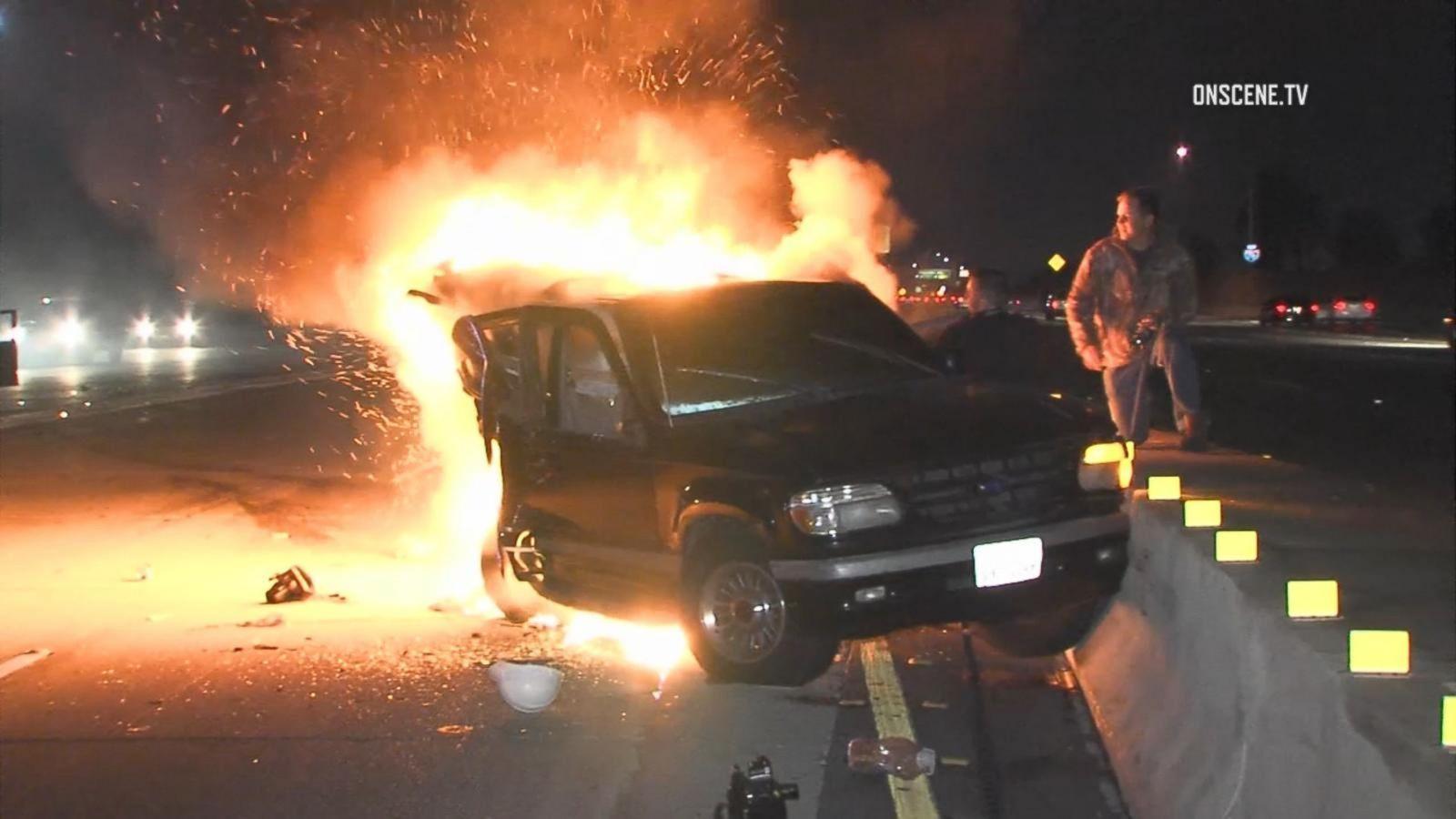 1600x900 Photojournalist Saves Driver Trapped in Burning Car on Highway in Los Angeles